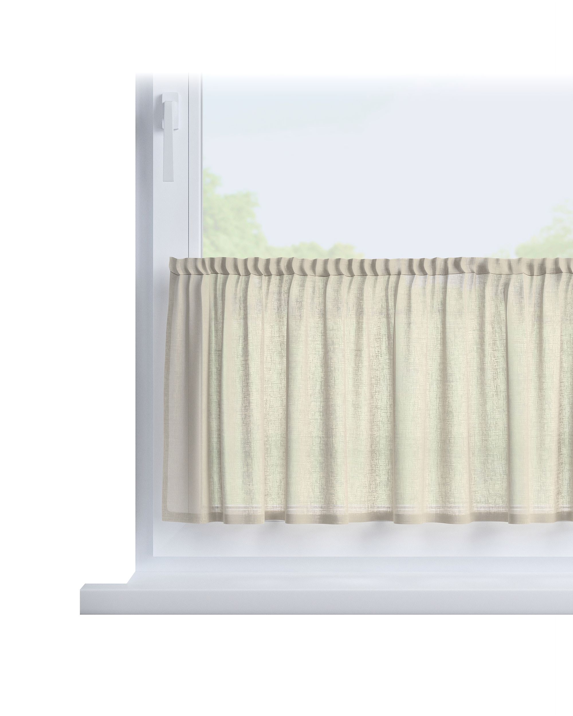 Slot valance colour beige fabric semi-sheer, structured