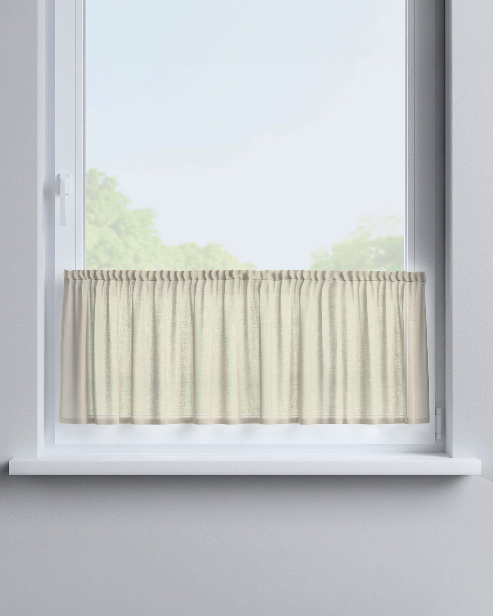 Slot valance colour beige fabric semi-sheer, structured (hover)