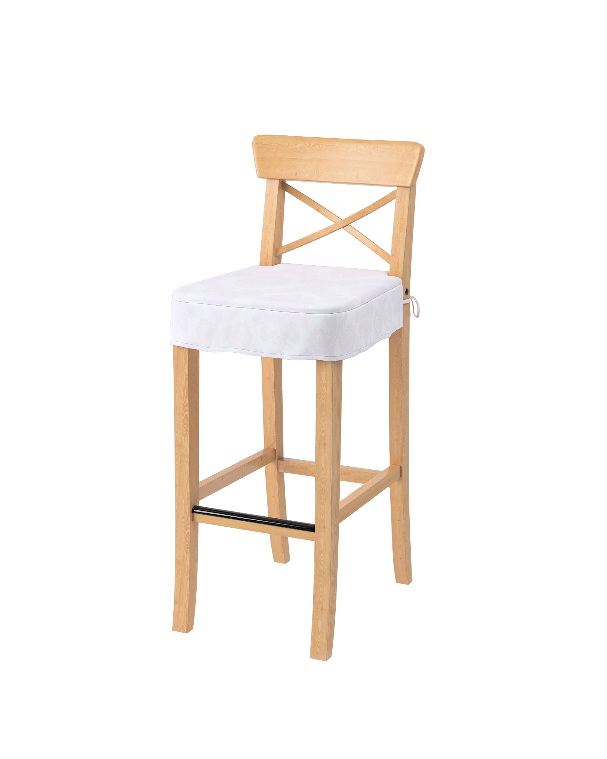 Ingolf bar stool seat pad cover colour white fabric gloss, structured, patterned