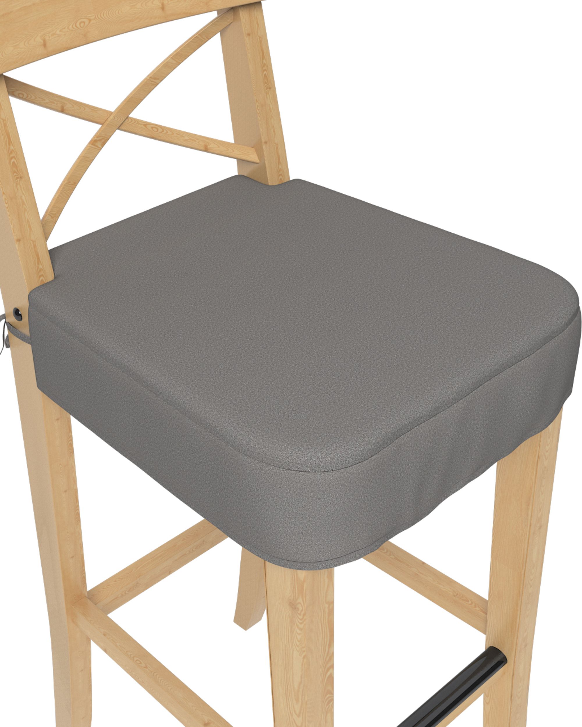 Ingolf bar stool seat pad cover colour grey fabric structured (hover)
