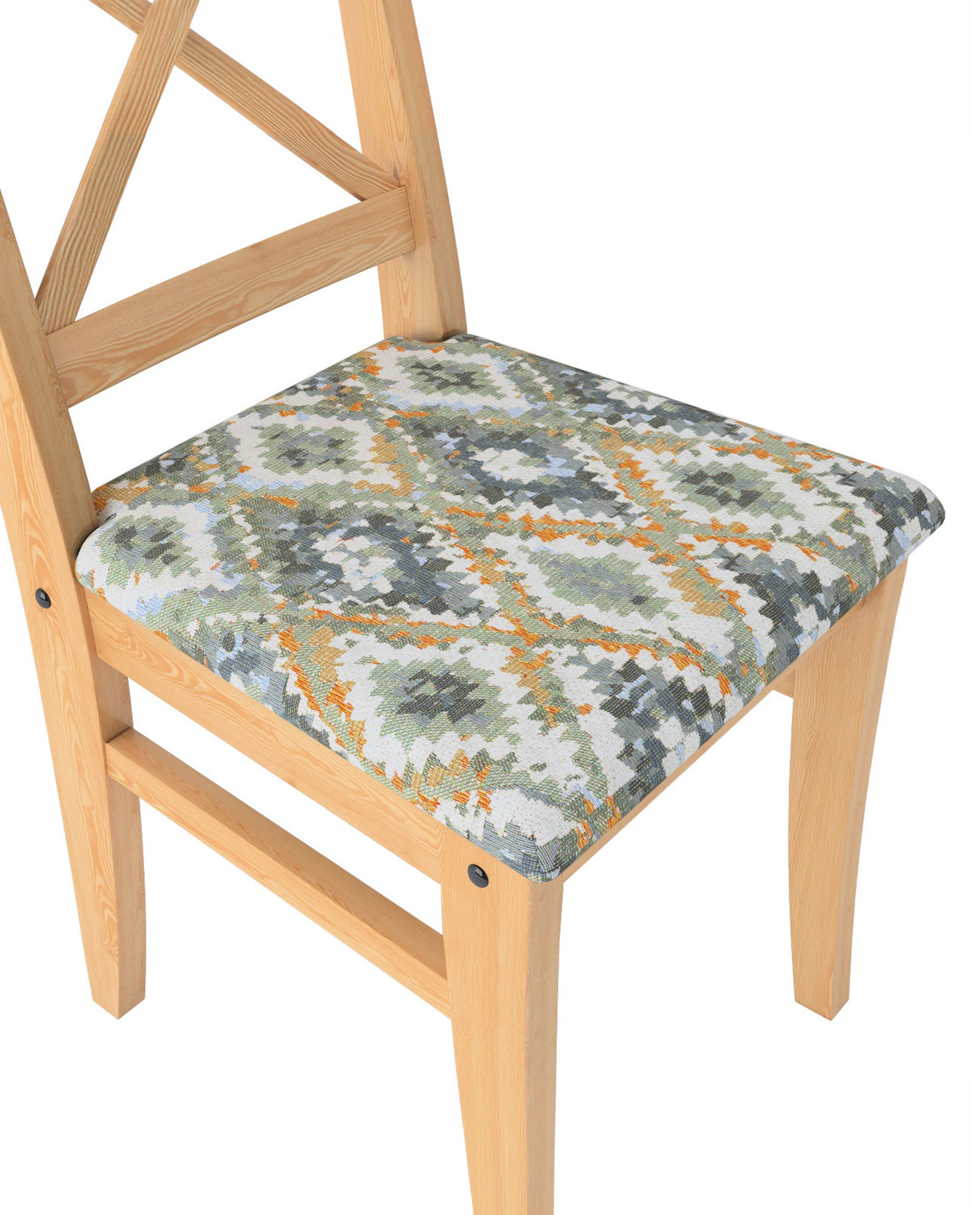Cover for Ingolf chair with upholstered seat colour blue fabric structured, patterned (hover)
