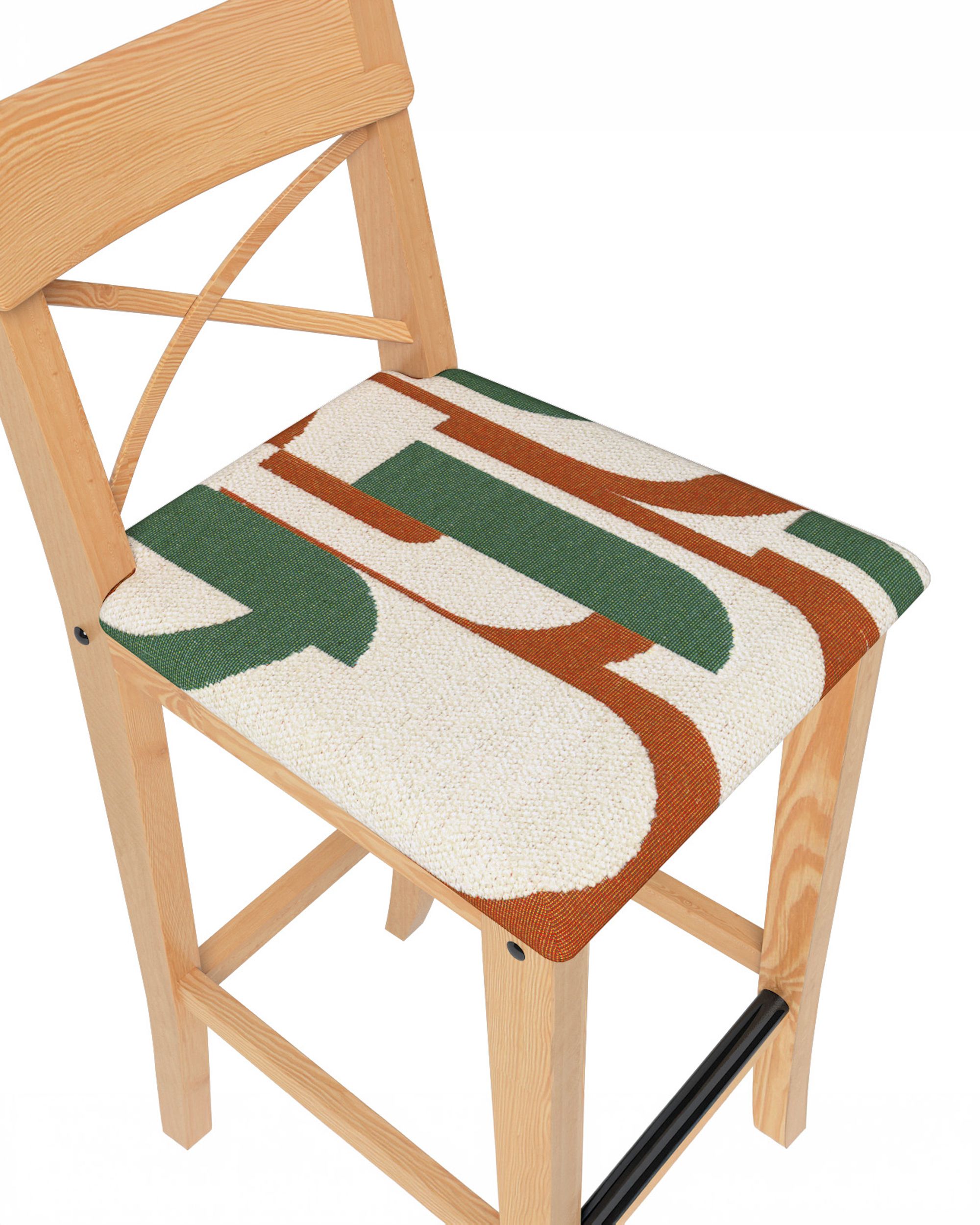 Cover for Ingolf bar chair with upholstered seat colour green fabric structured, patterned (hover)