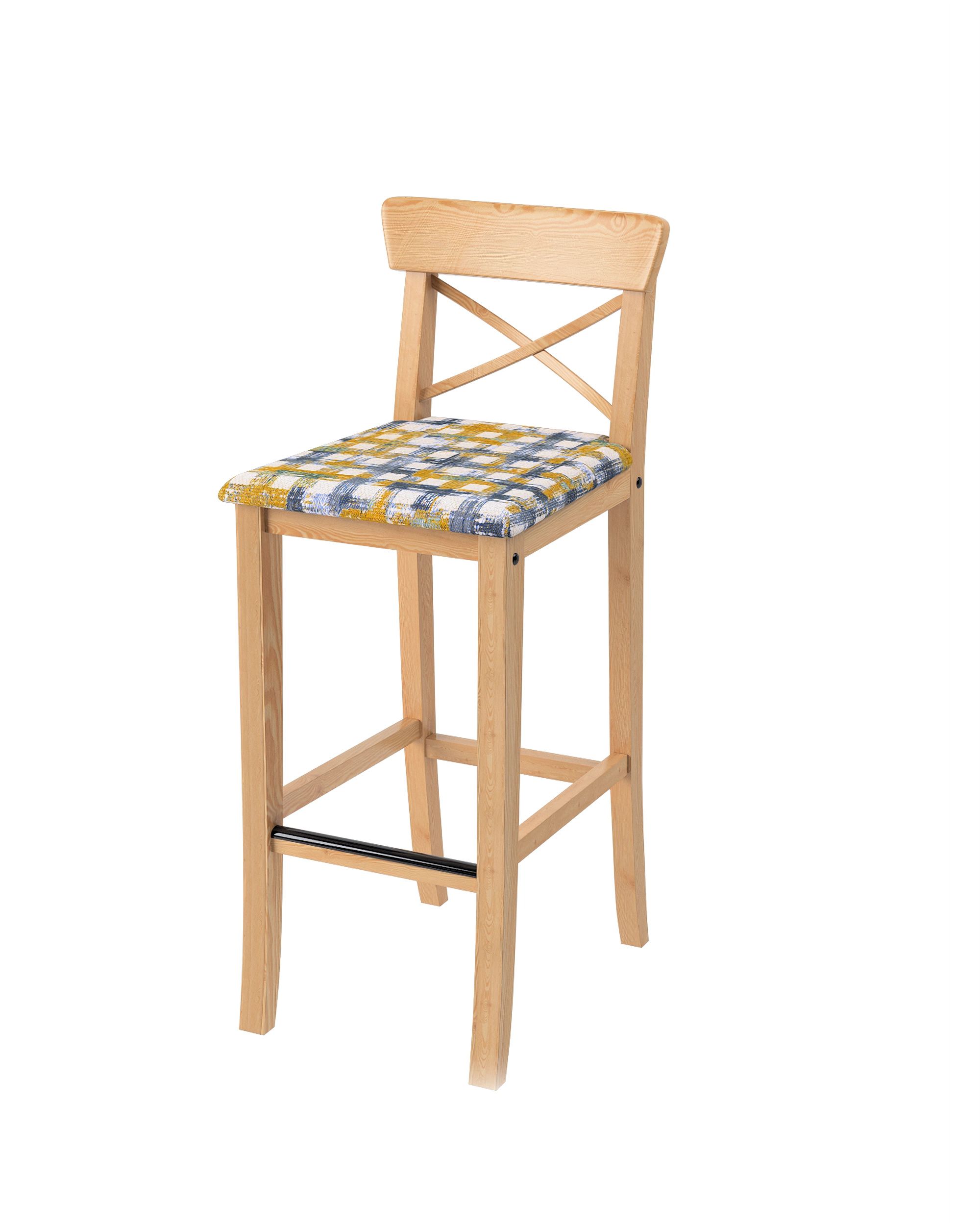 Cover for Ingolf bar chair with upholstered seat colour blue fabric structured, patterned