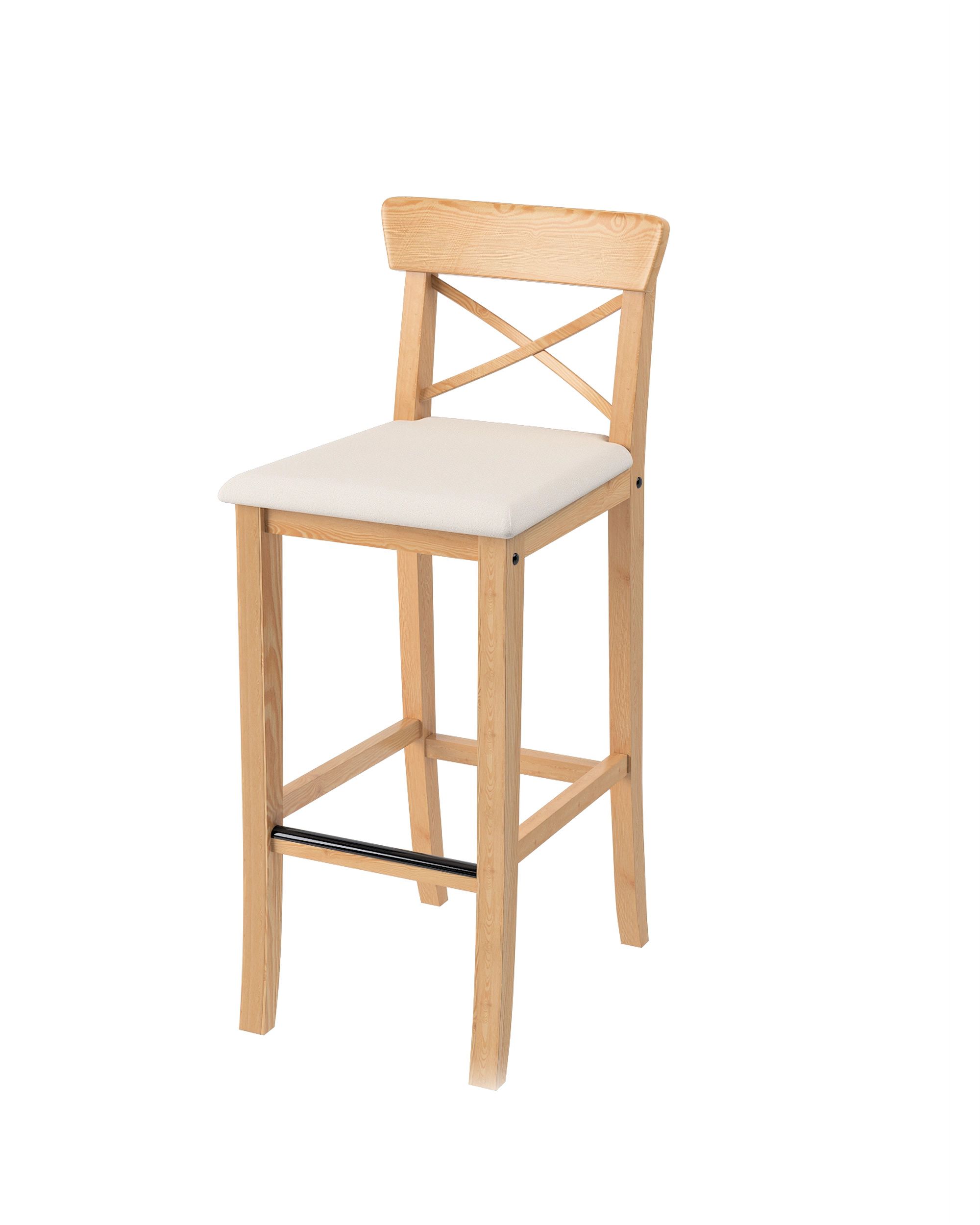 Cover for Ingolf bar chair with upholstered seat colour beige fabric structured