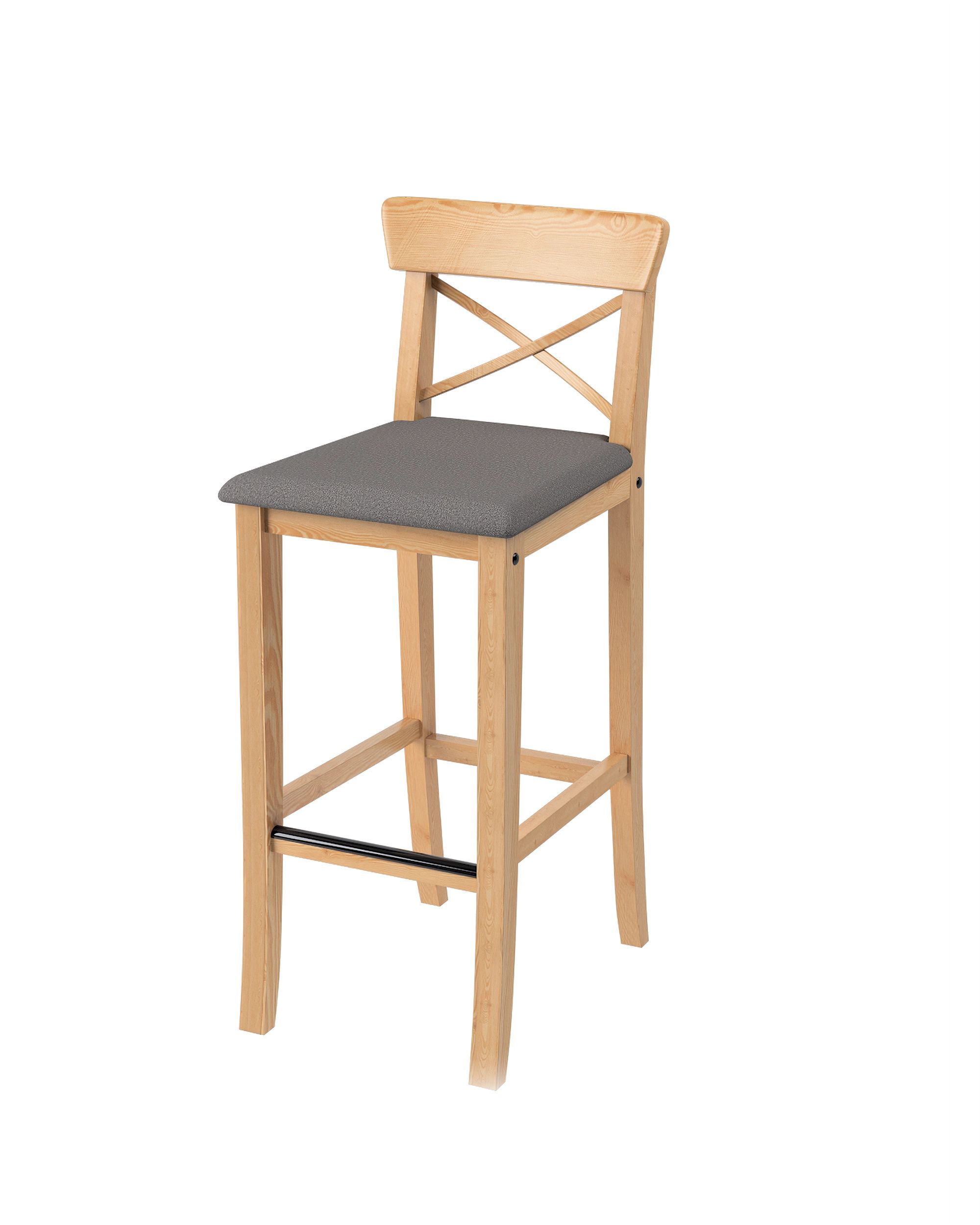 Cover for Ingolf bar chair with upholstered seat colour grey fabric structured
