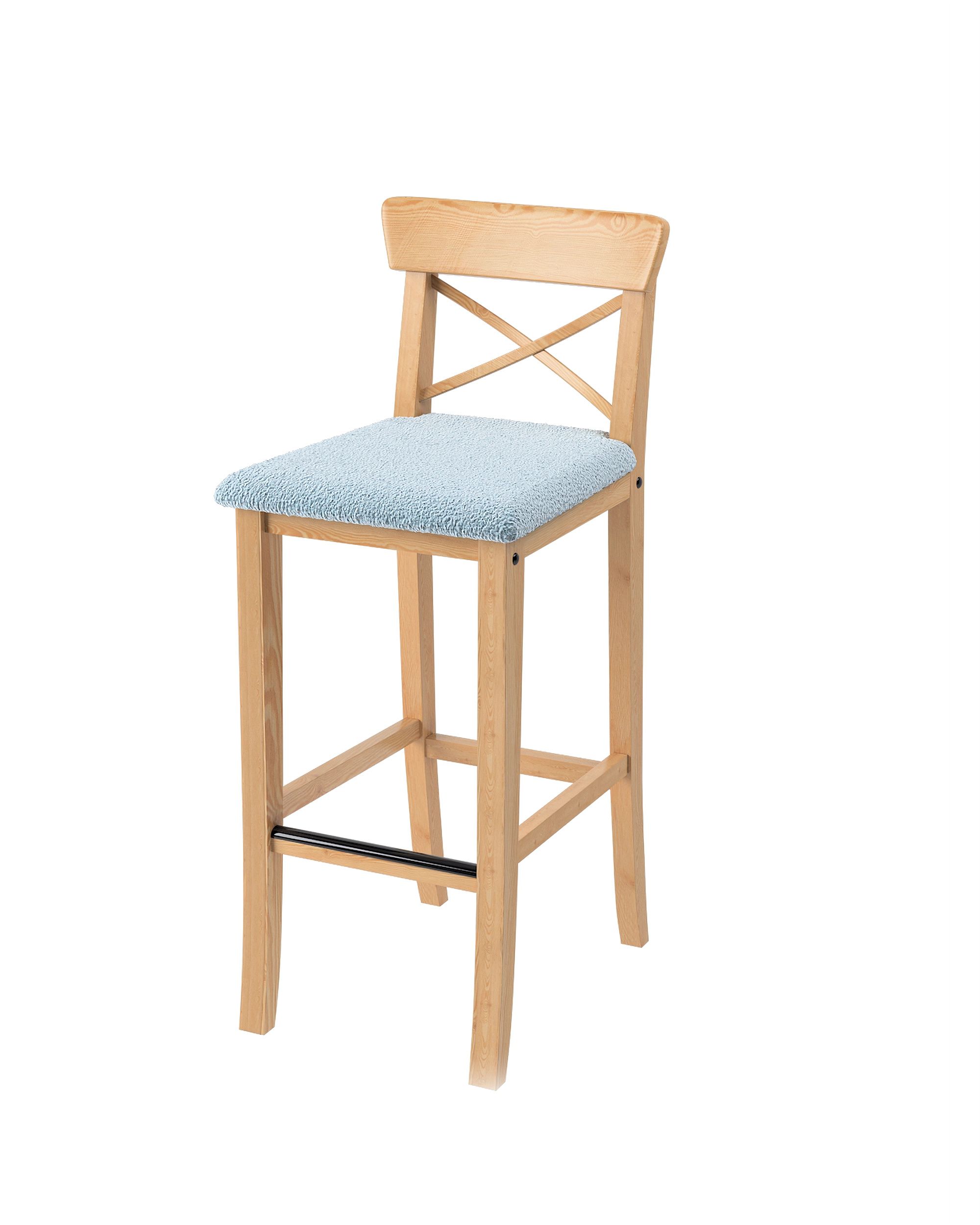Cover for Ingolf bar chair with upholstered seat colour blue fabric structured