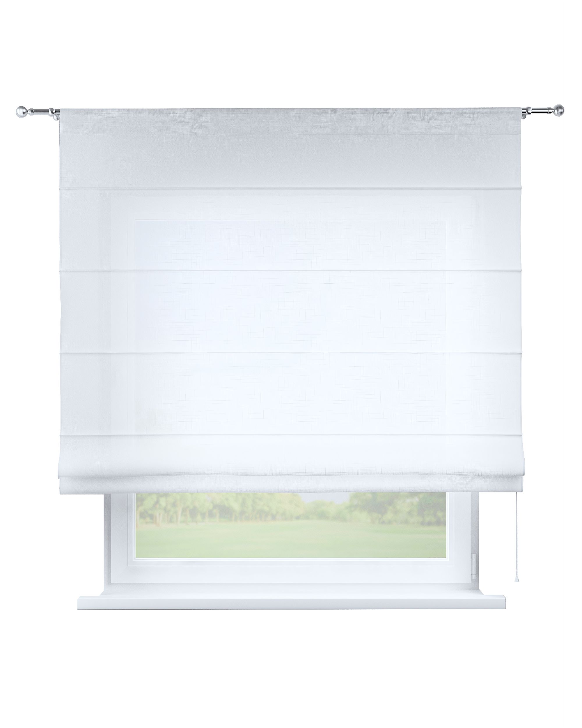 Torino slot Roman blind colour white fabric semi-sheer, structured