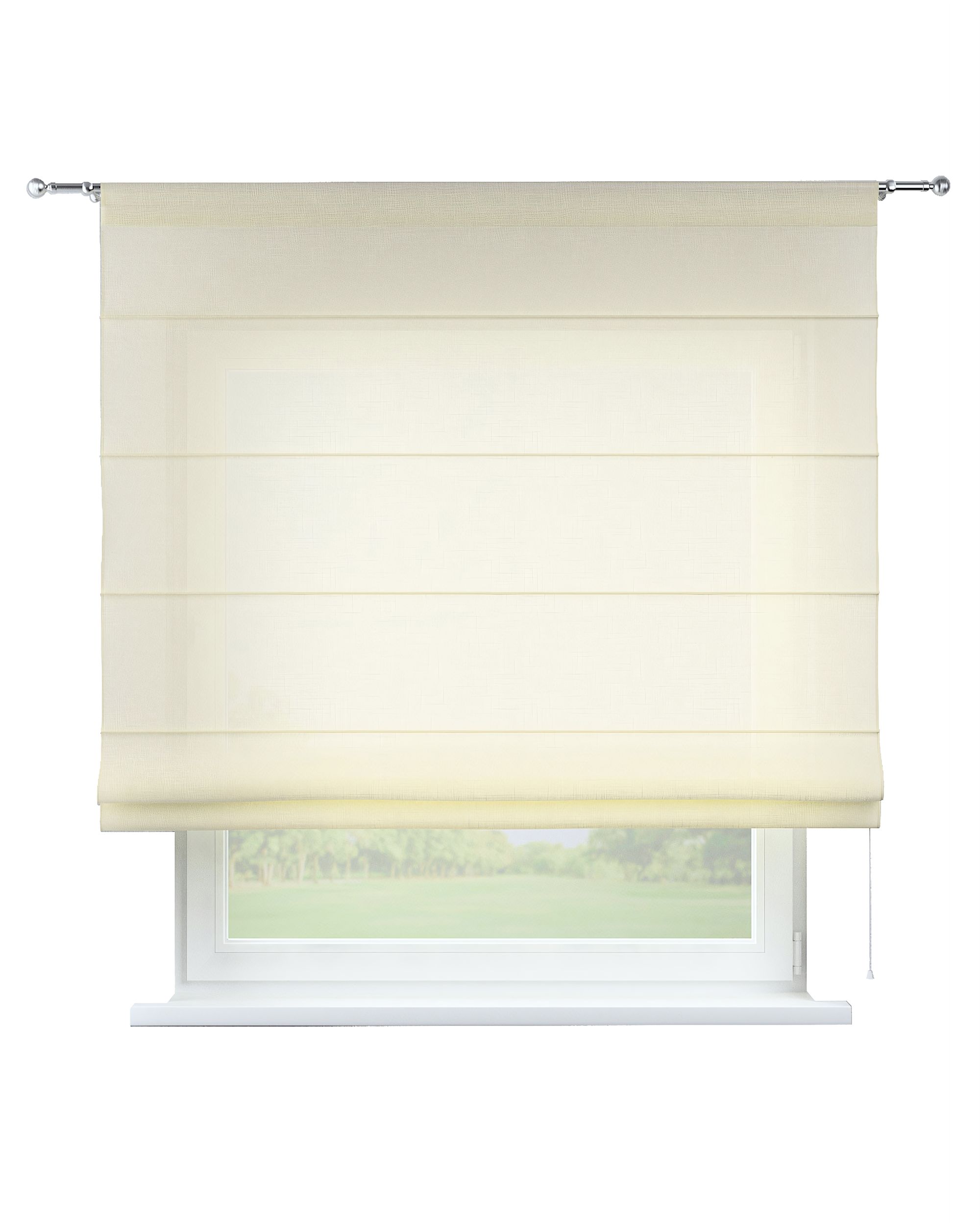 Torino slot Roman blind colour cream fabric semi-sheer, structured