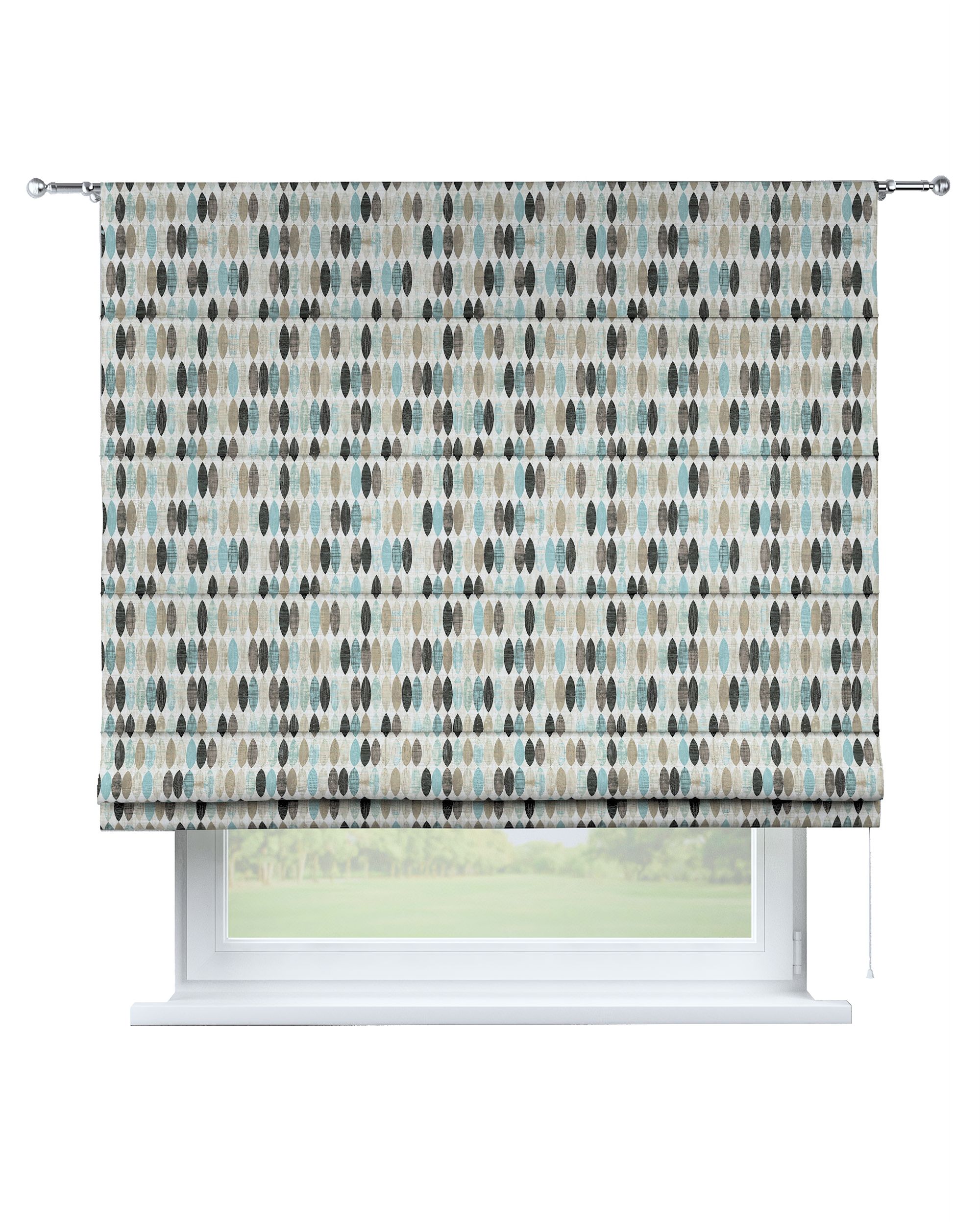 Torino slot Roman blind colour beige fabric patterned