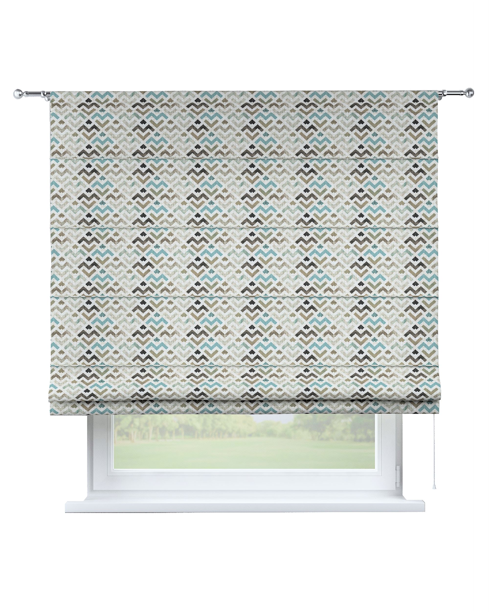 Torino slot Roman blind colour brown fabric patterned