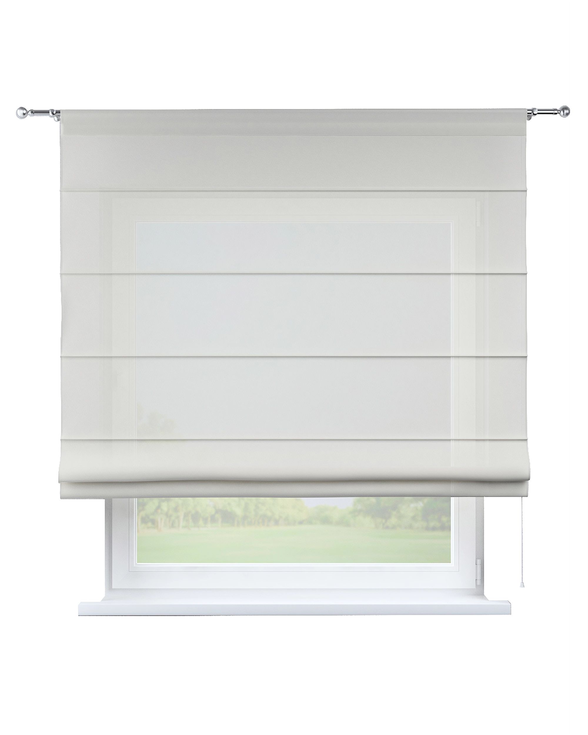 Torino slot Roman blind colour cream fabric semi-sheer, structured