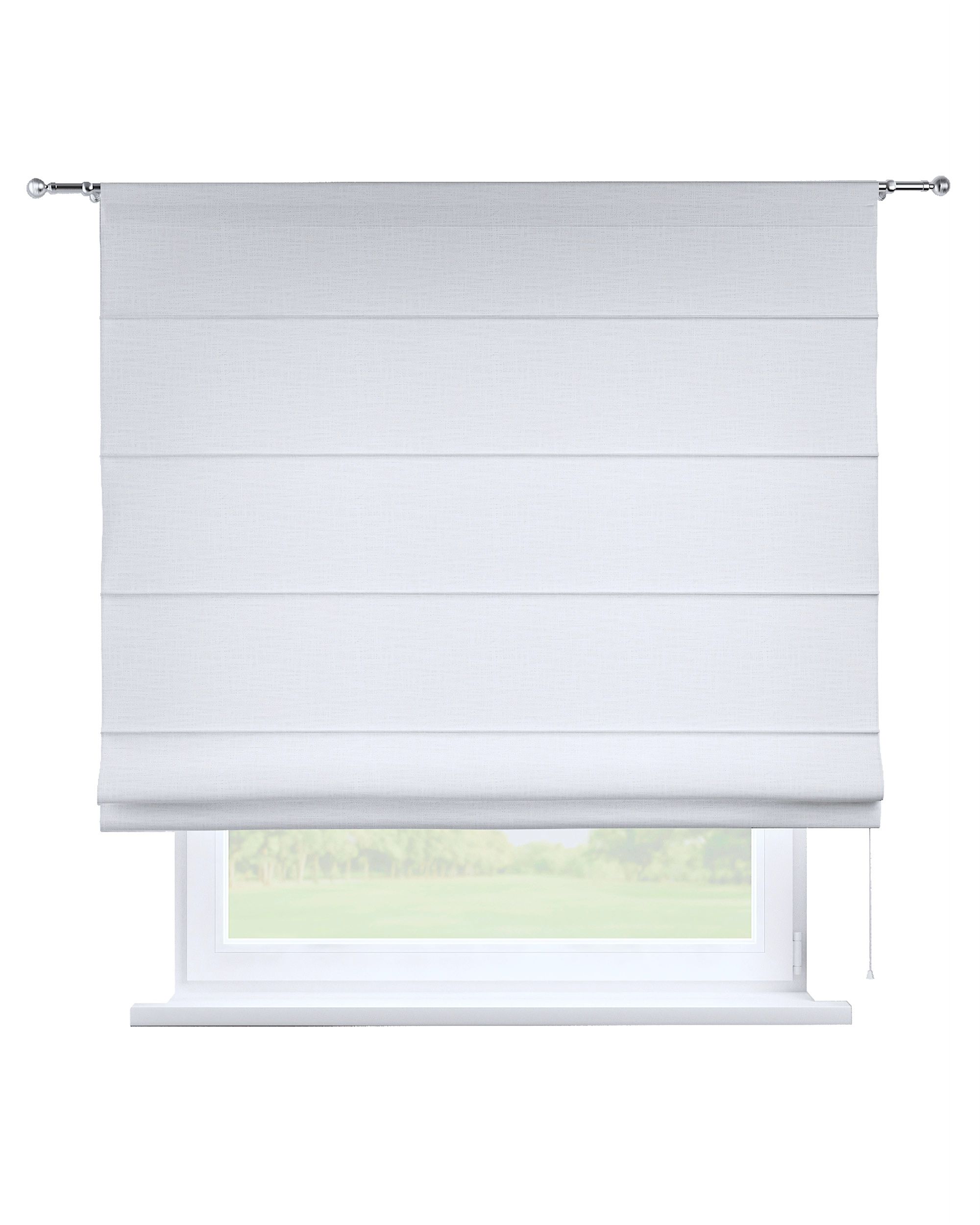 Torino slot Roman blind colour white fabric structured