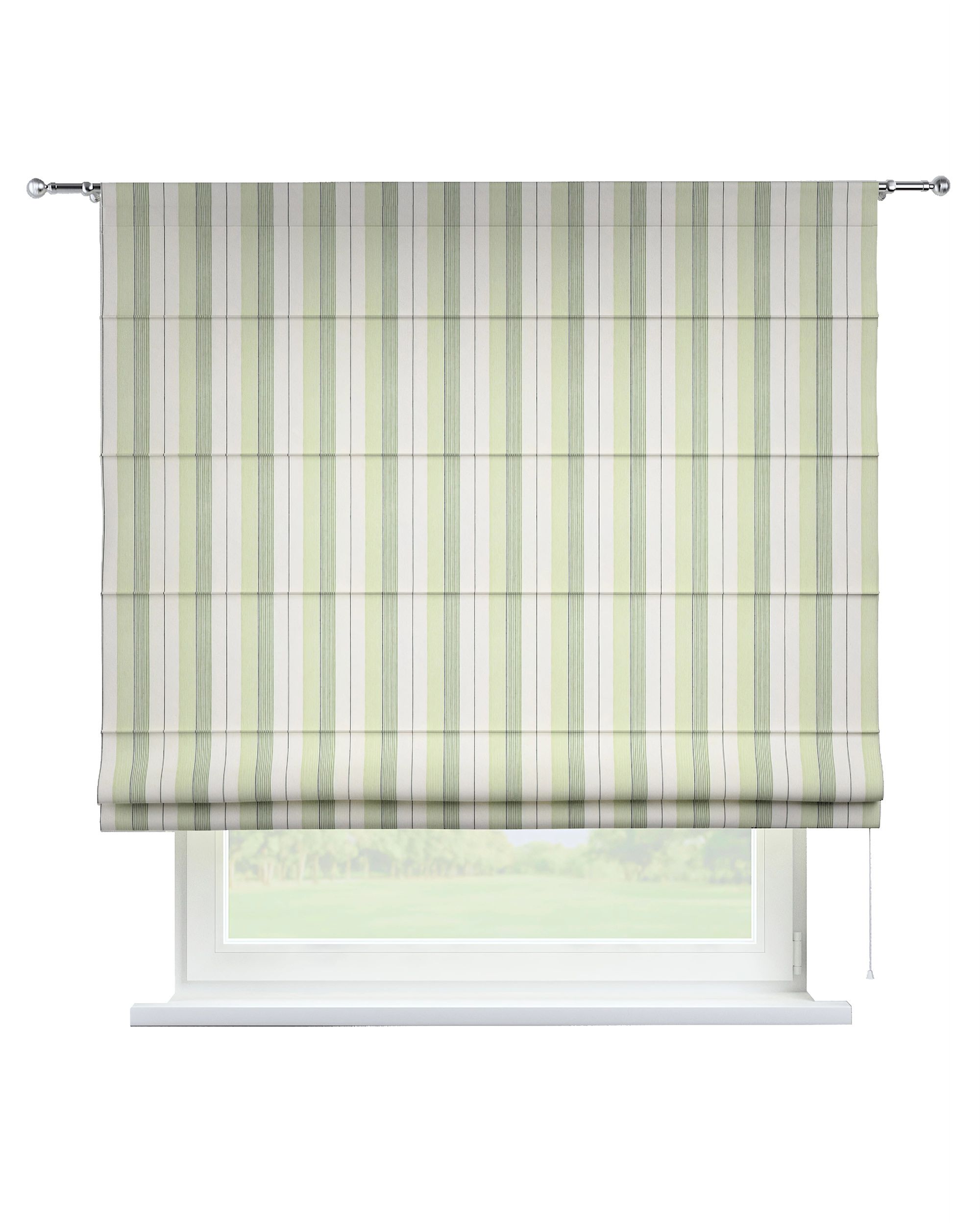 Torino slot Roman blind colour green fabric structured, patterned