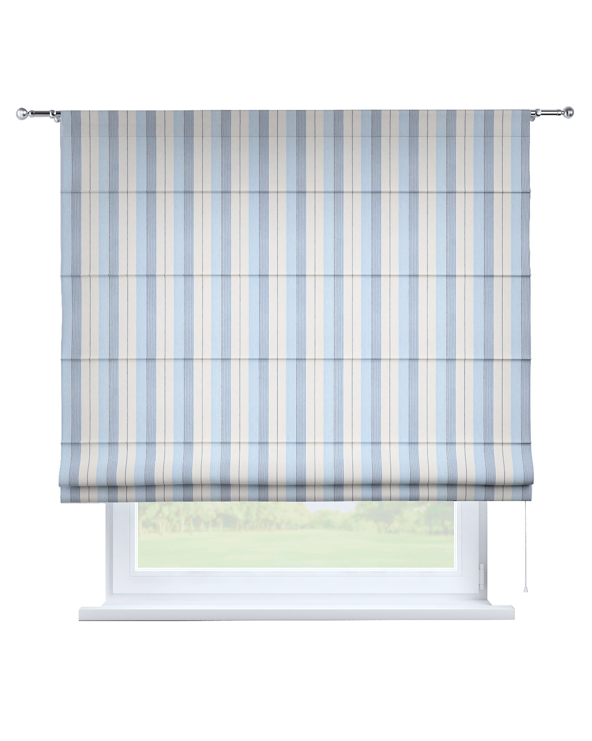 Torino slot Roman blind colour blue fabric structured, patterned