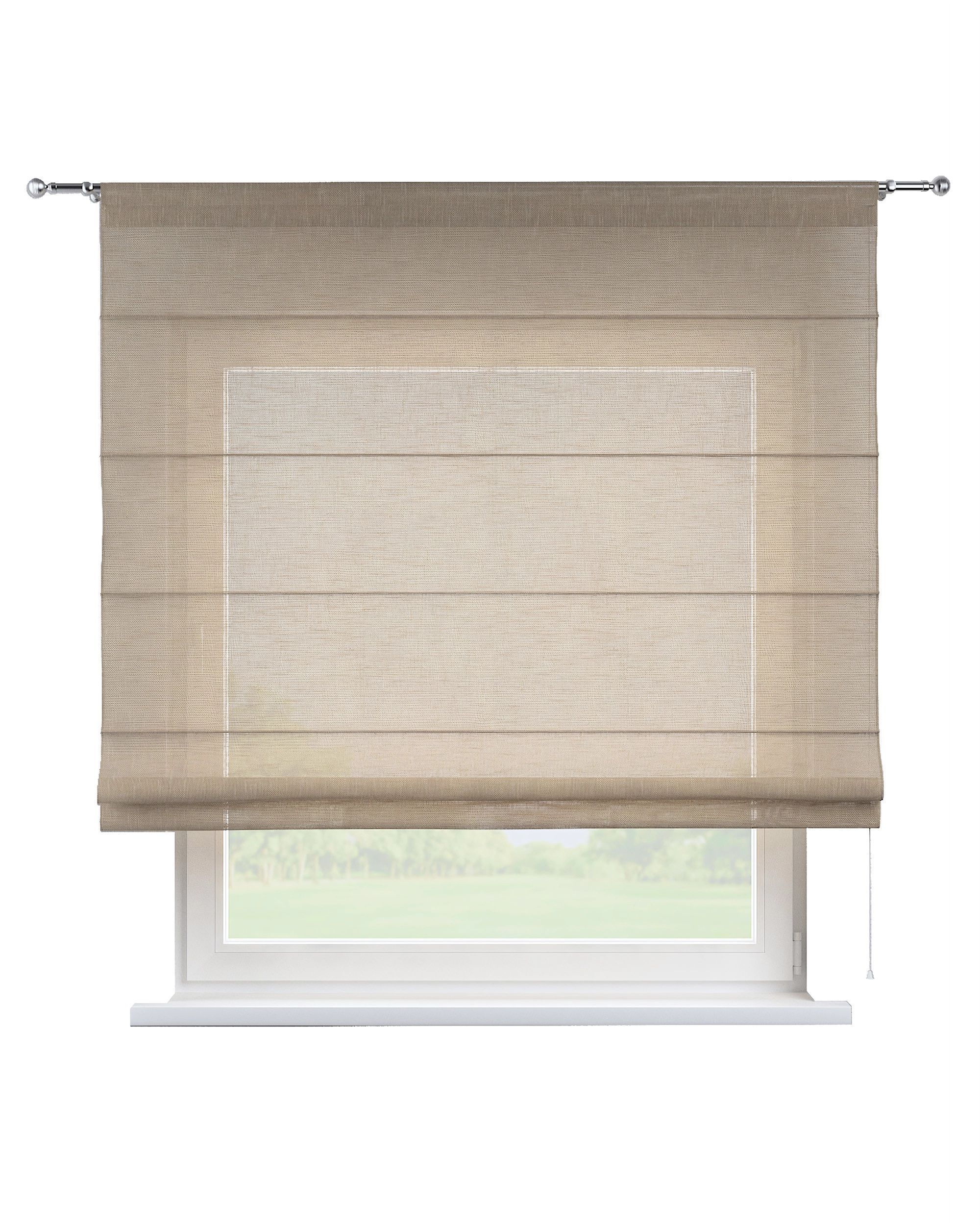 Torino slot Roman blind colour beige fabric semi-sheer, structured