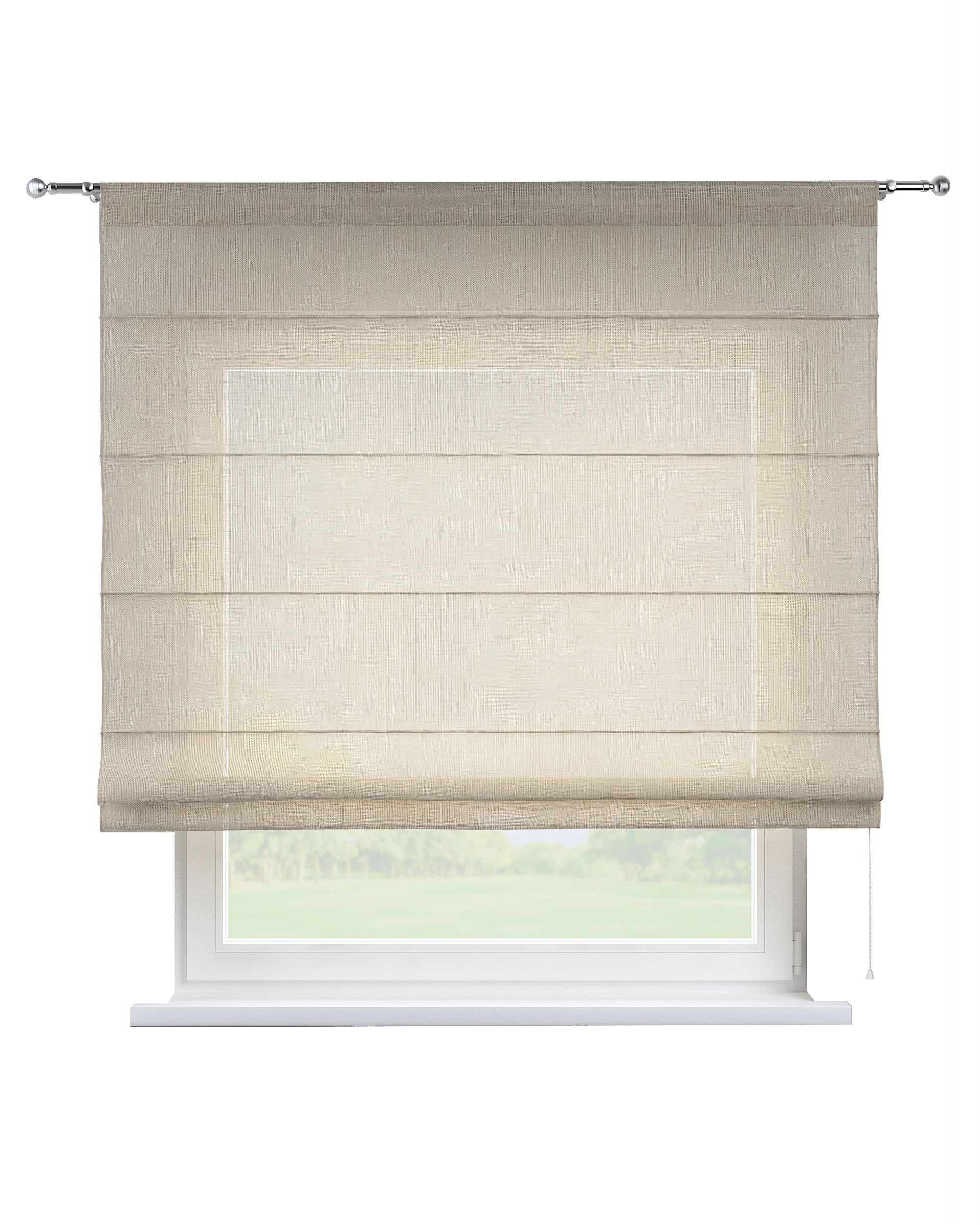 Torino slot Roman blind colour cream fabric semi-sheer, structured