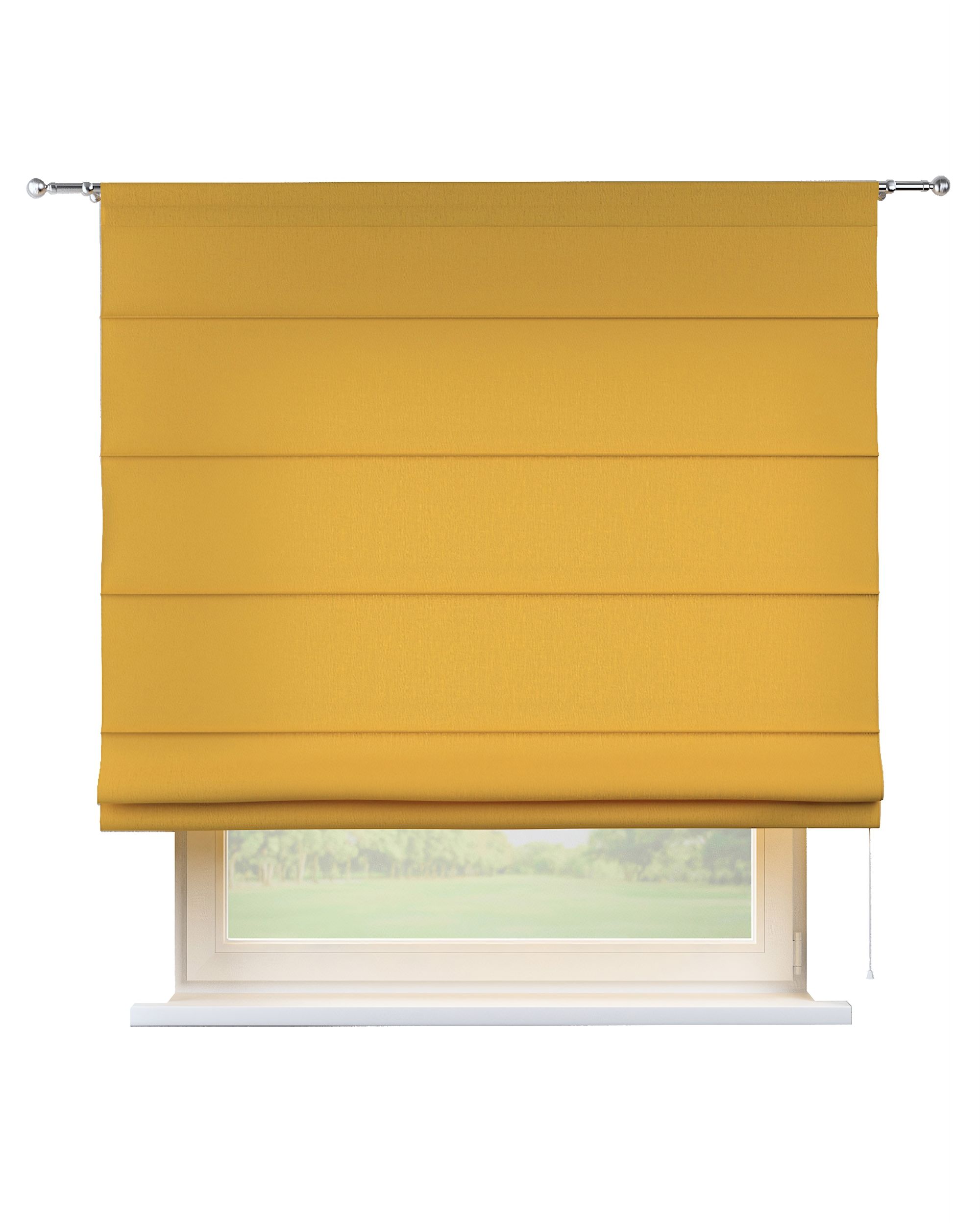 Torino slot Roman blind colour yellow fabric semi-sheer, structured