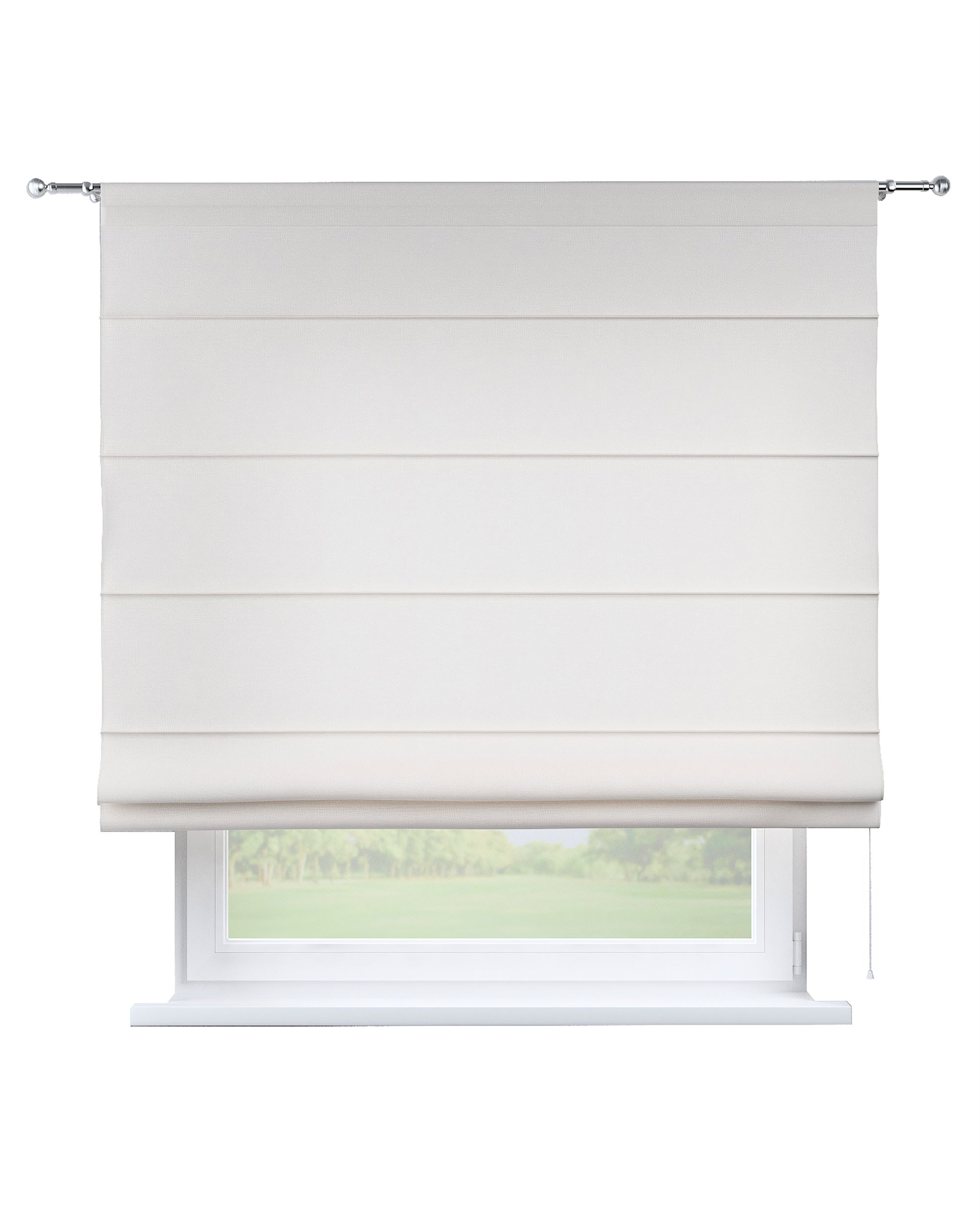 Torino slot Roman blind colour white fabric semi-sheer, structured
