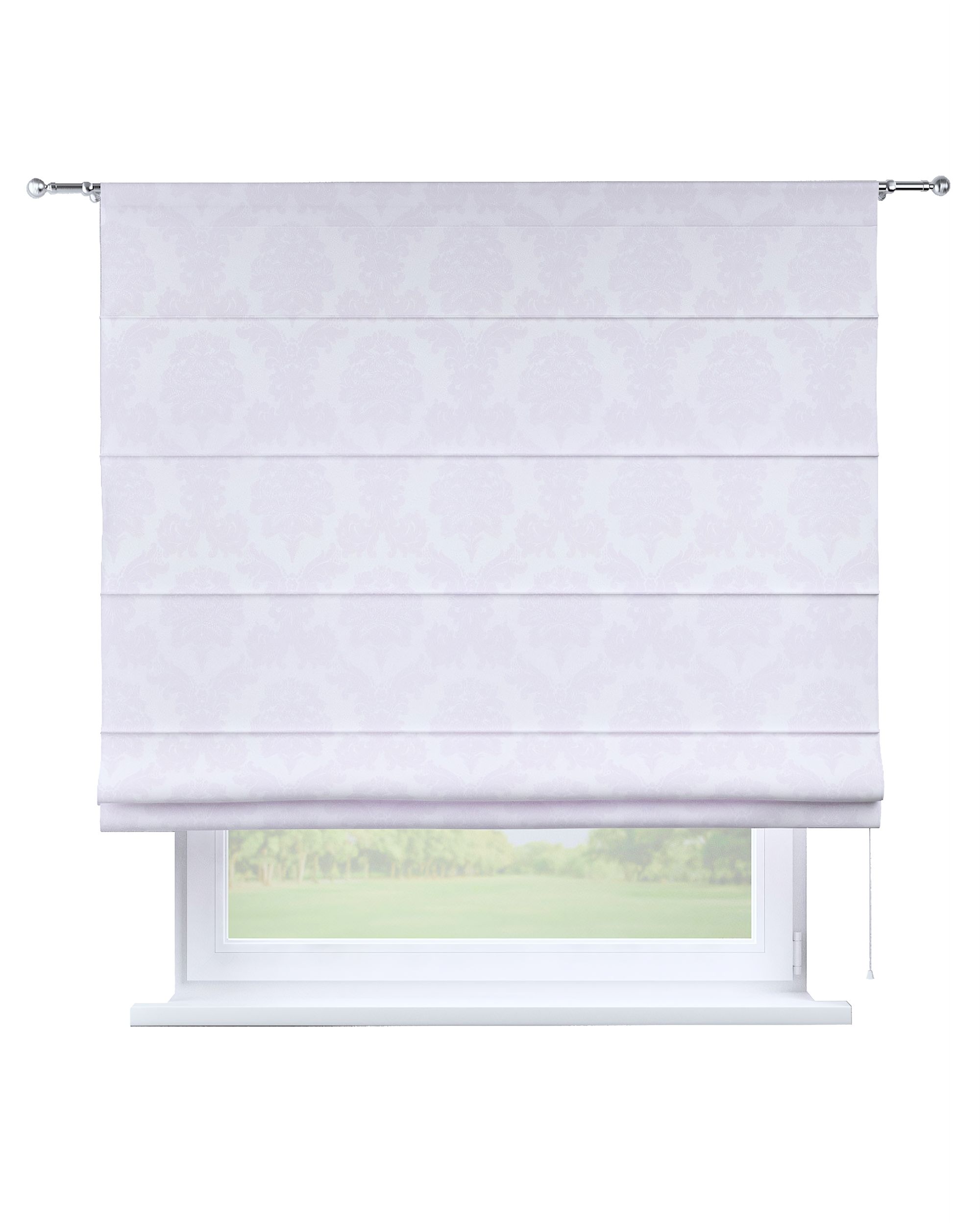 Torino slot Roman blind colour white fabric gloss, structured, patterned