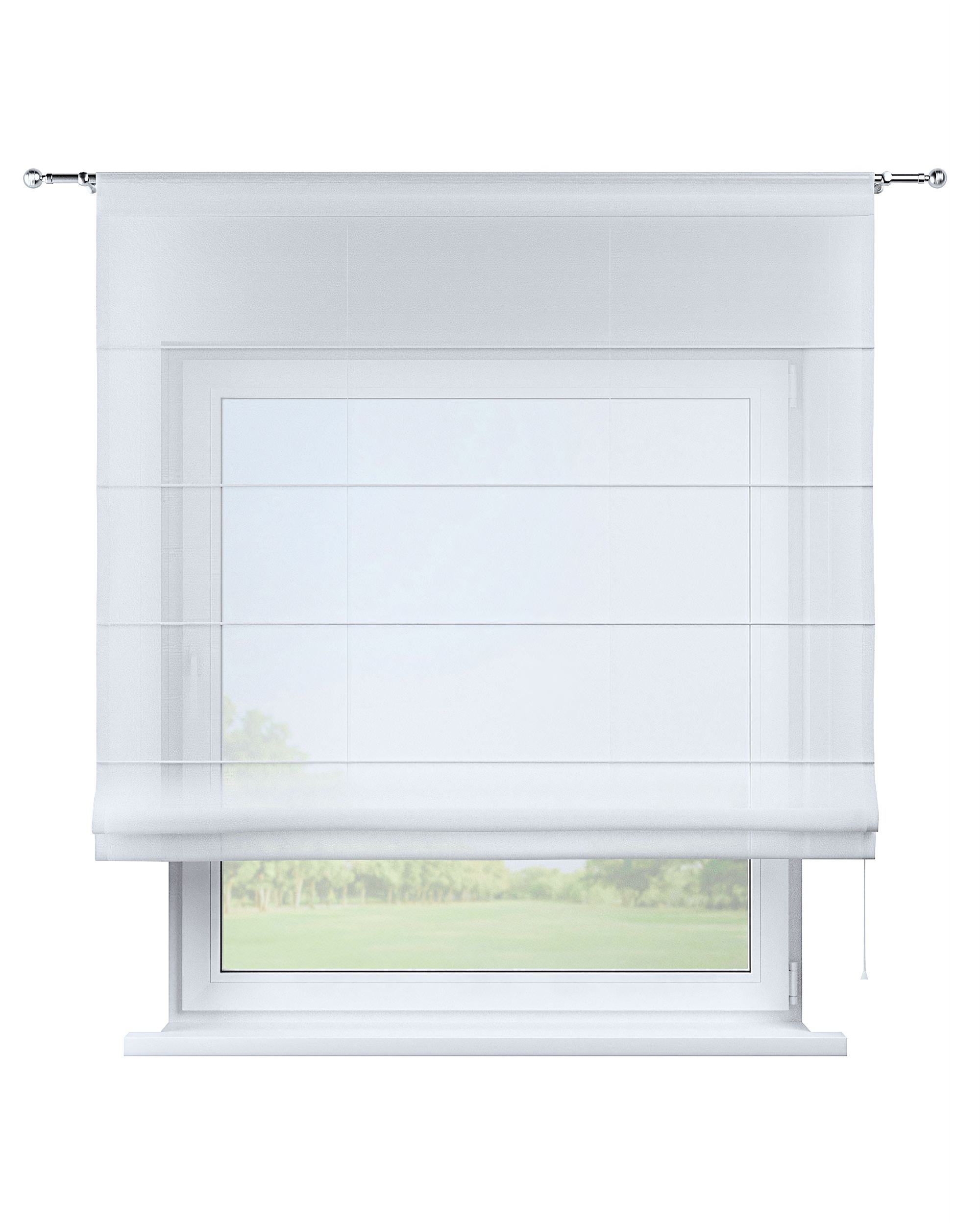 Seville voile blind colour white fabric semi-sheer, gloss