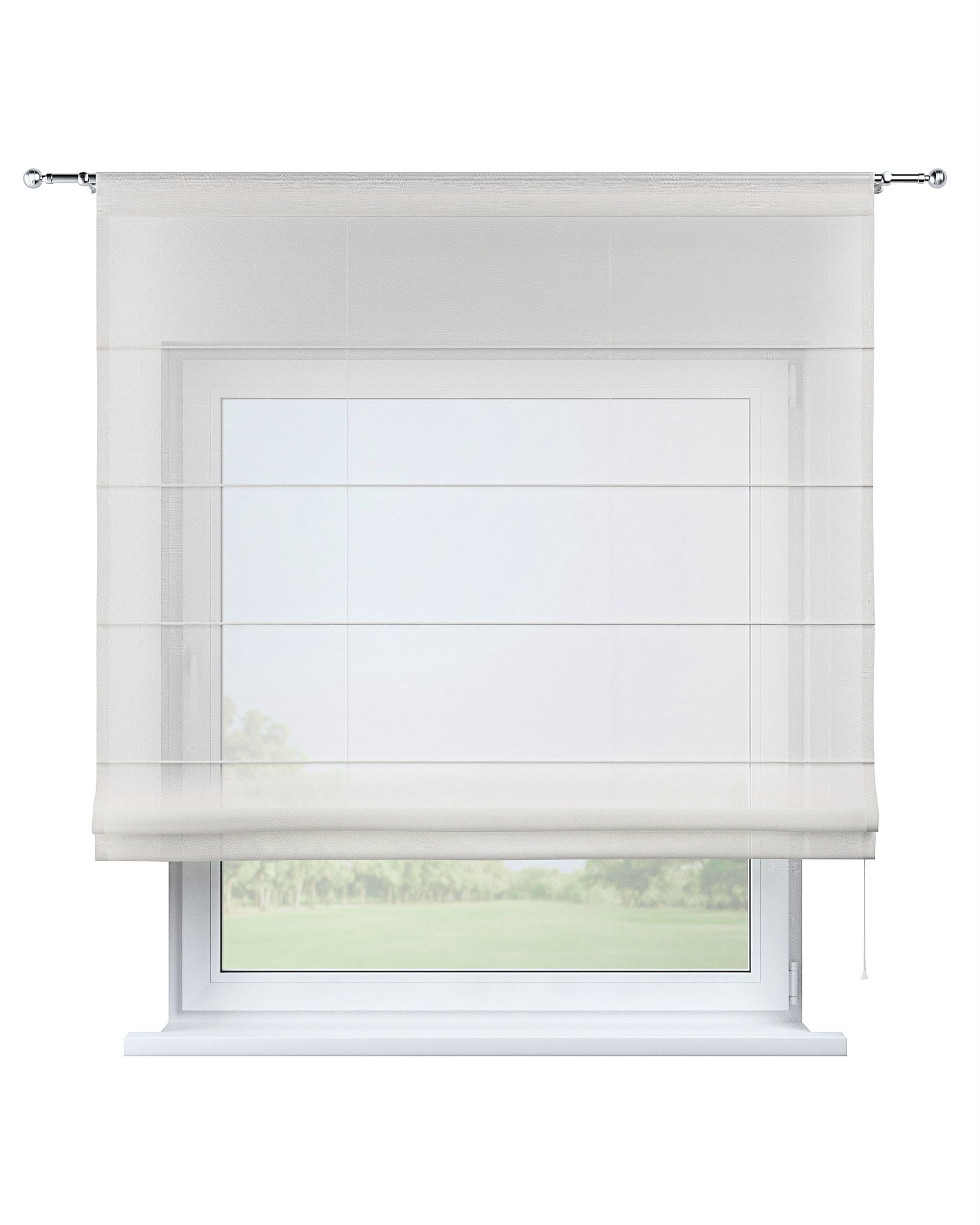 Seville voile blind colour cream fabric semi-sheer, gloss