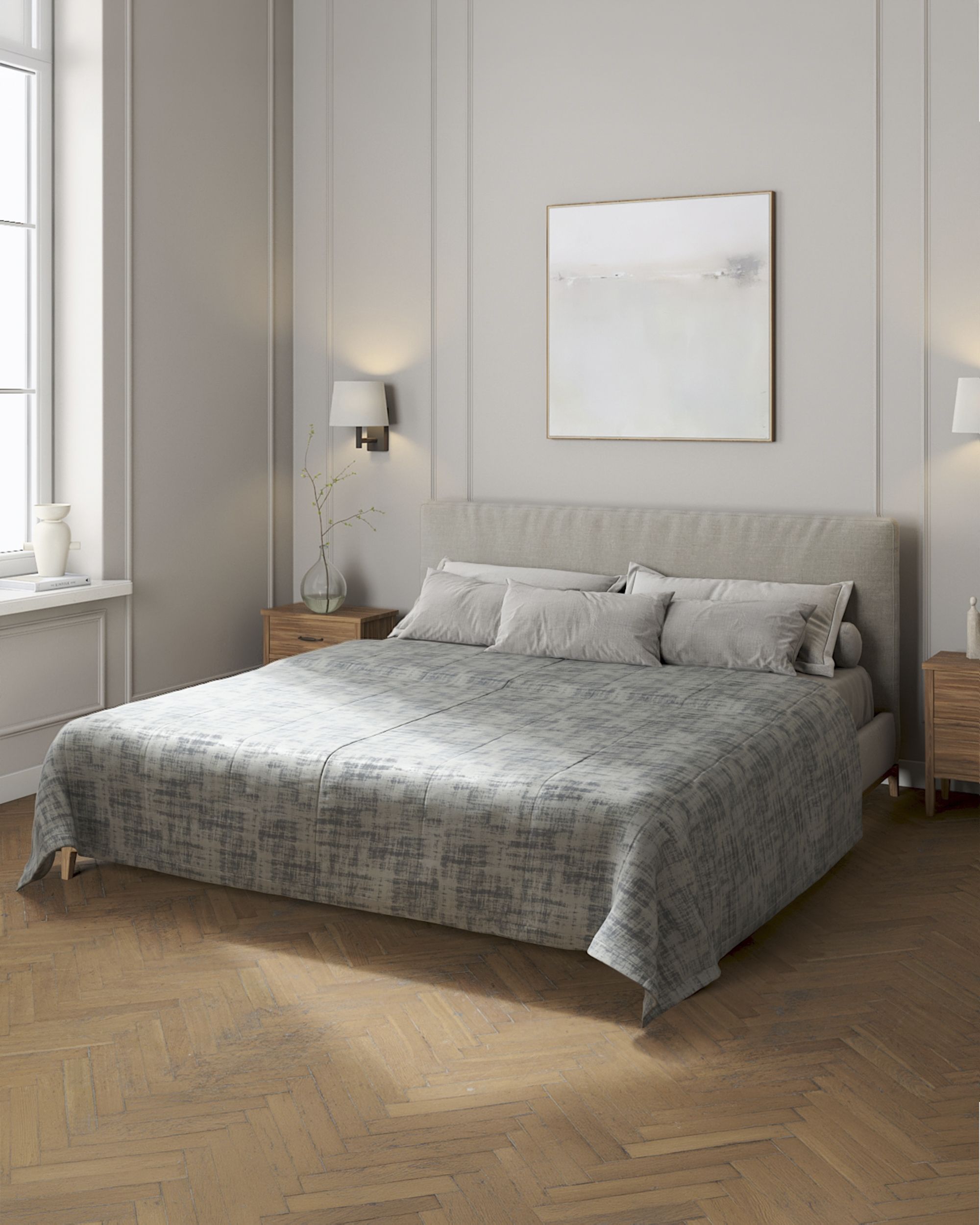 Velvet stripe quilted throw colour grey fabric gloss, velvet