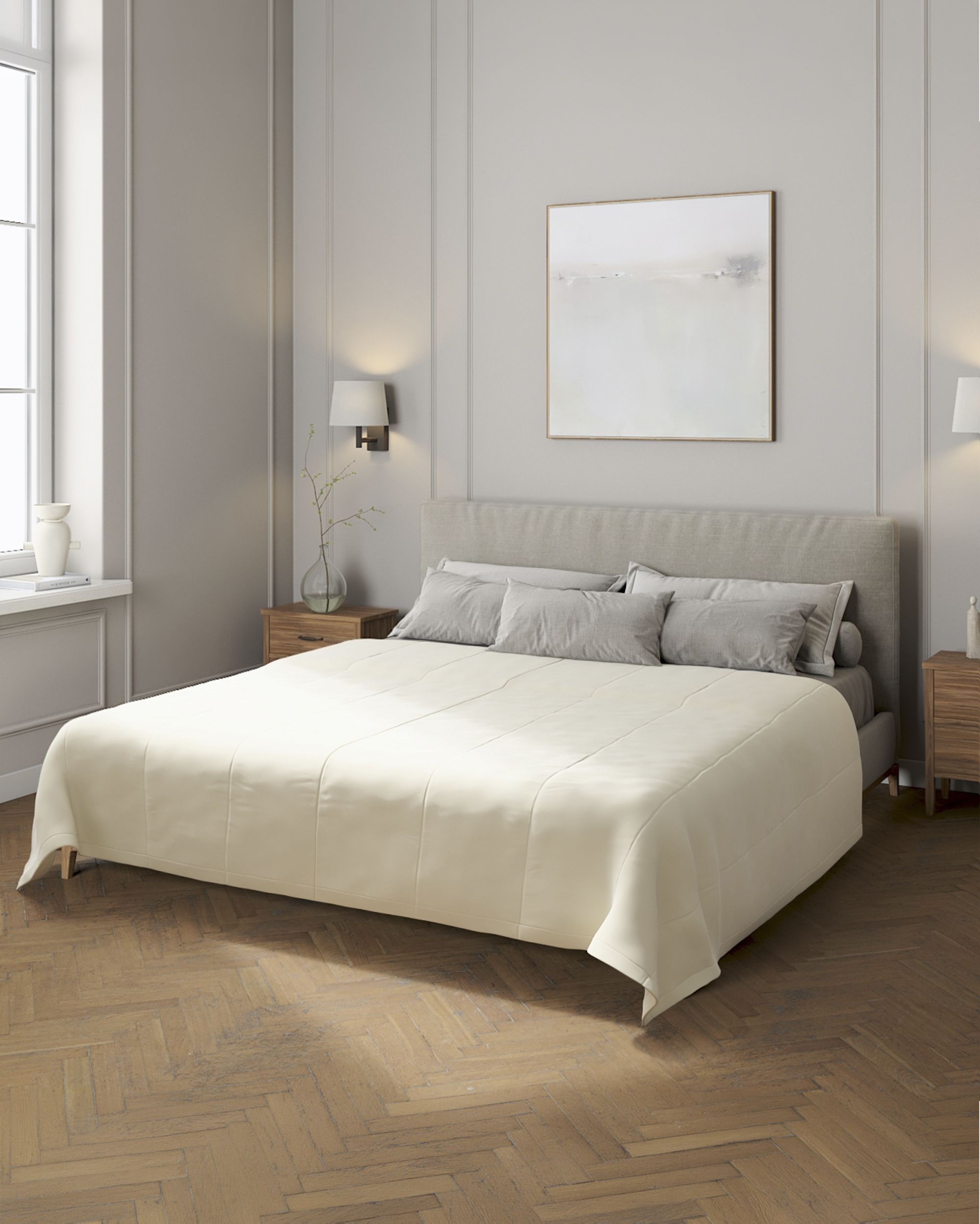 Velvet stripe quilted throw colour cream fabric gloss, velvet