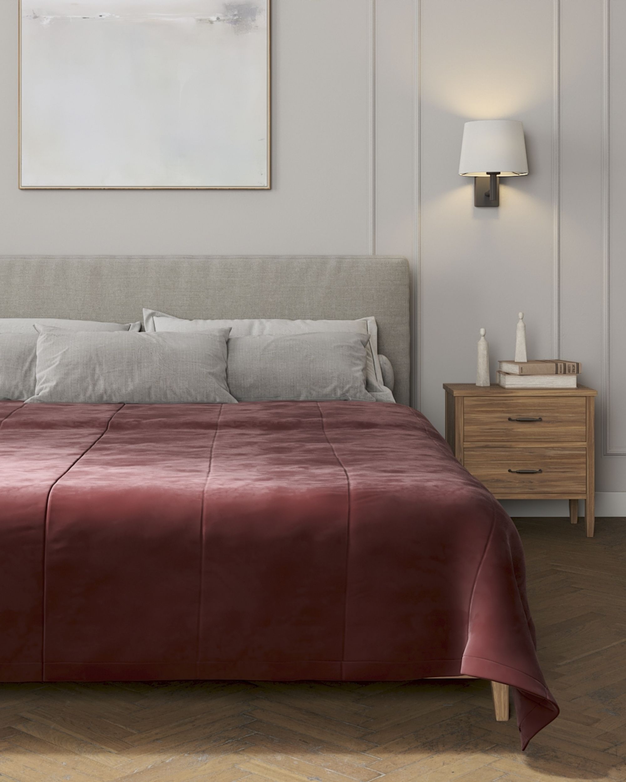 Velvet stripe quilted throw colour red fabric gloss, velvet (hover)