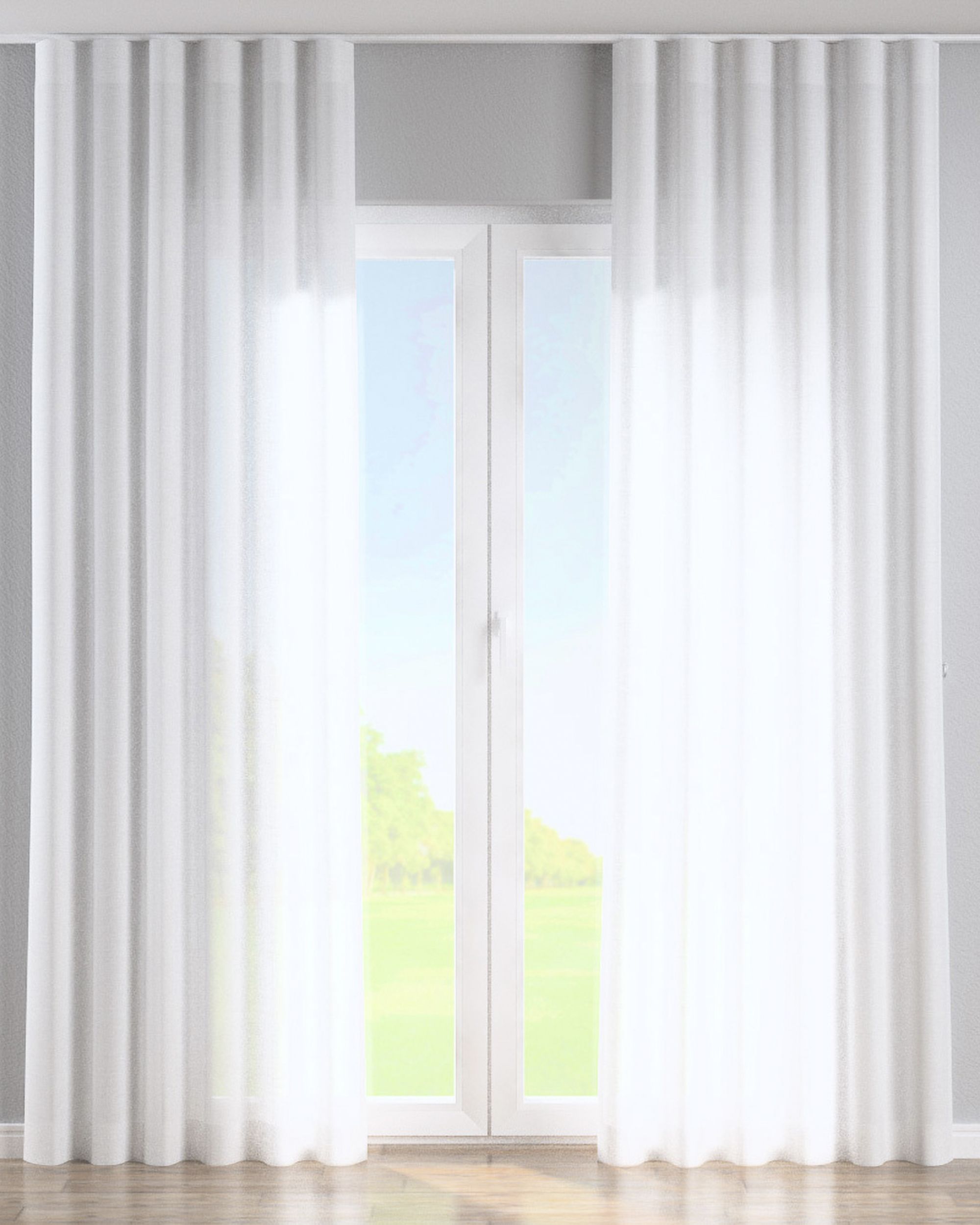 Wave Curtain colour white fabric semi-sheer, structured