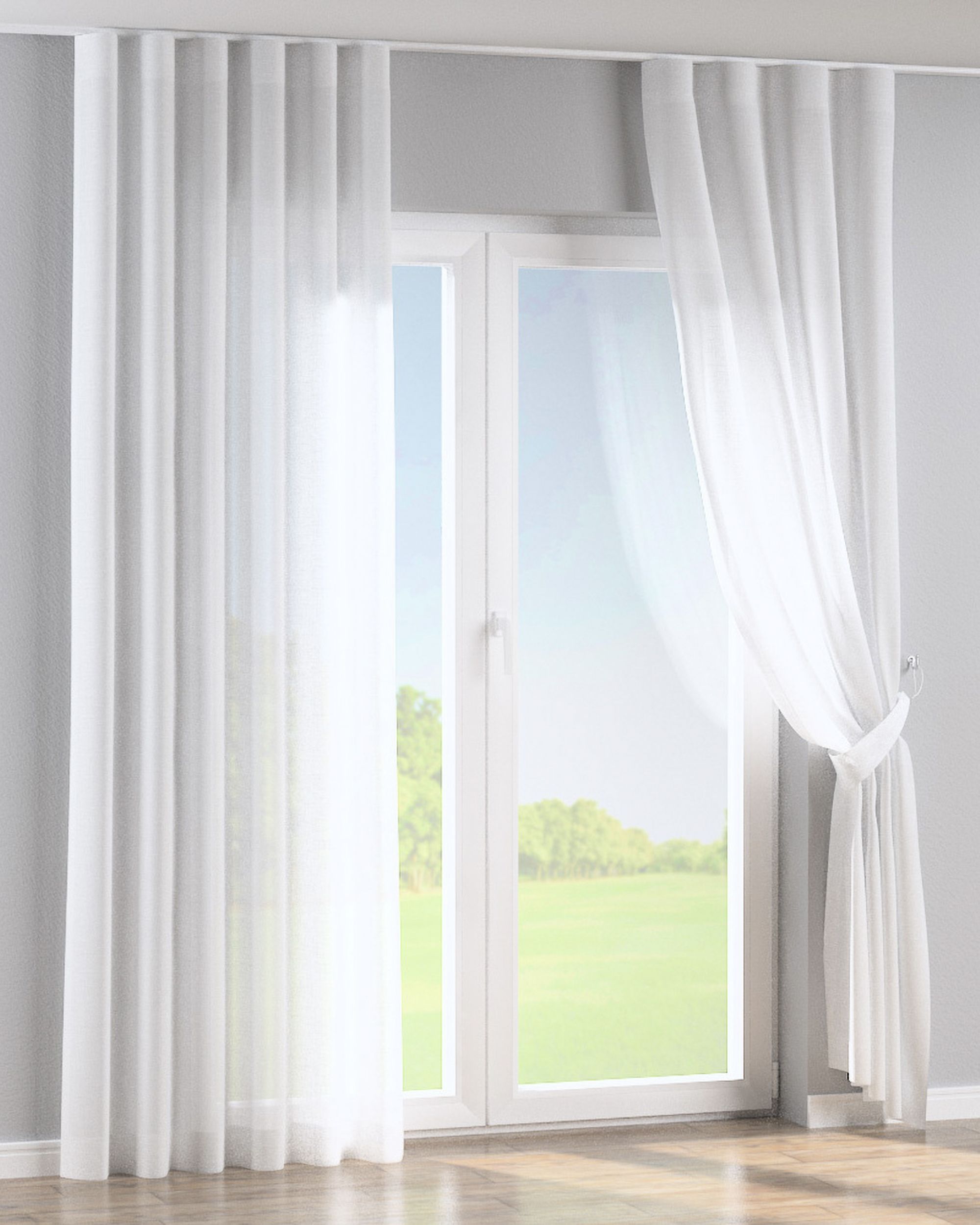 Wave Curtain colour white fabric semi-sheer, structured (hover)