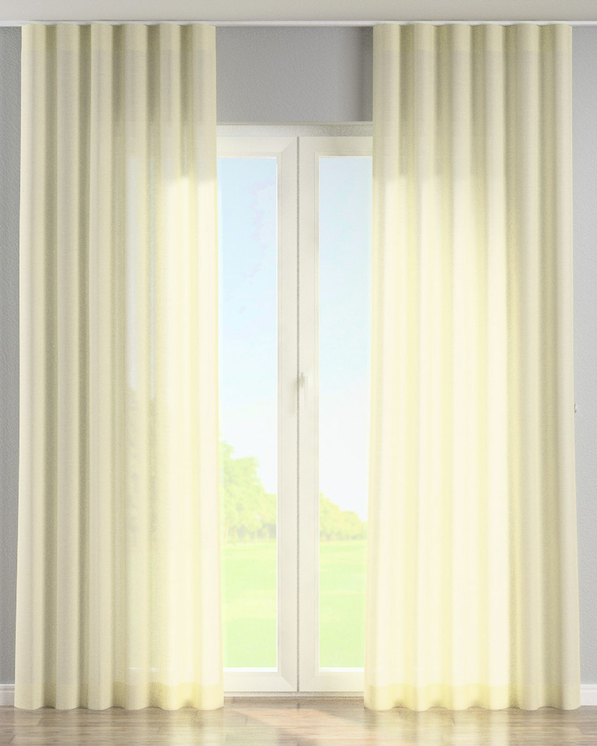 Wave Curtain colour cream fabric semi-sheer, structured