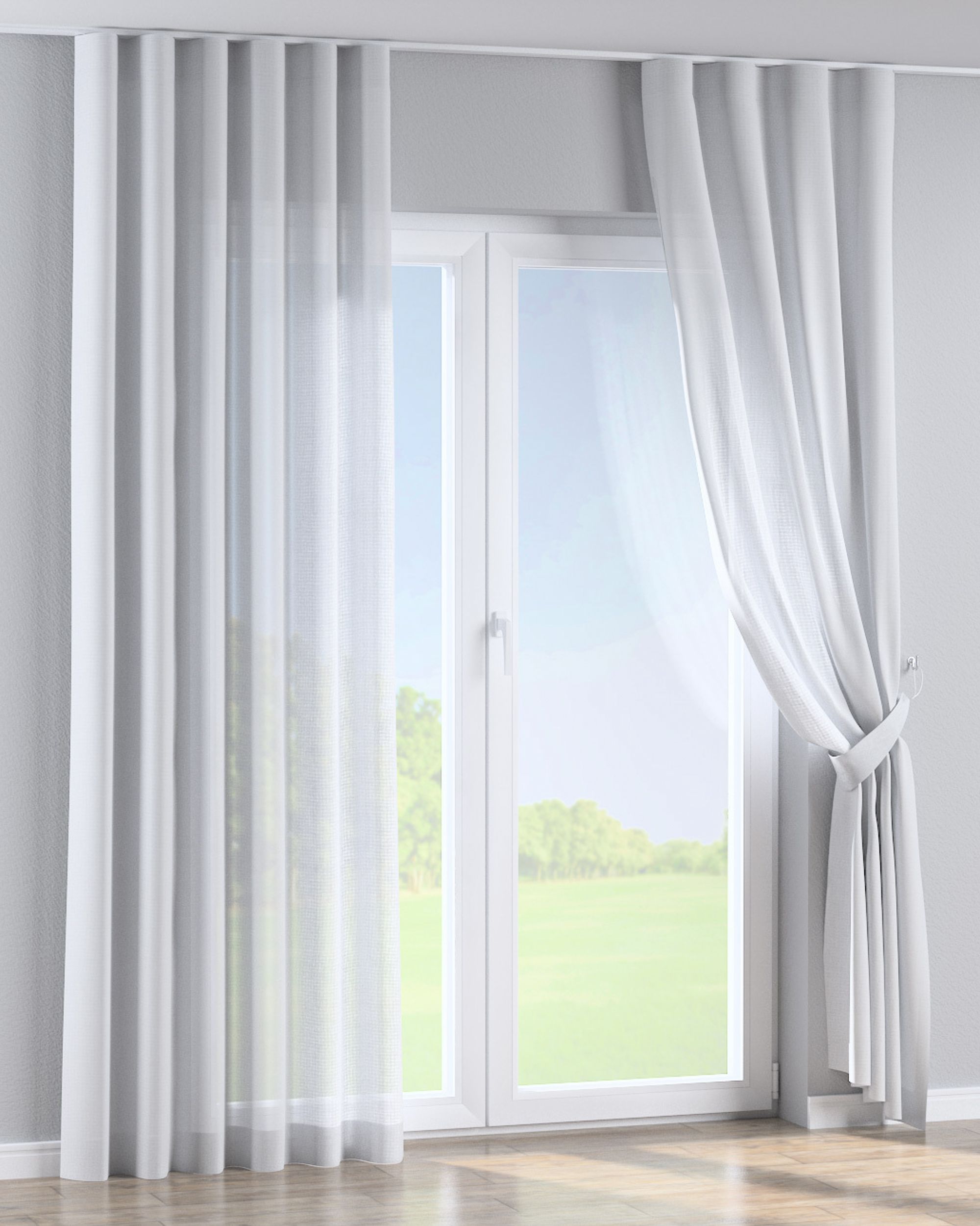 Wave Curtain colour white fabric semi-sheer, structured