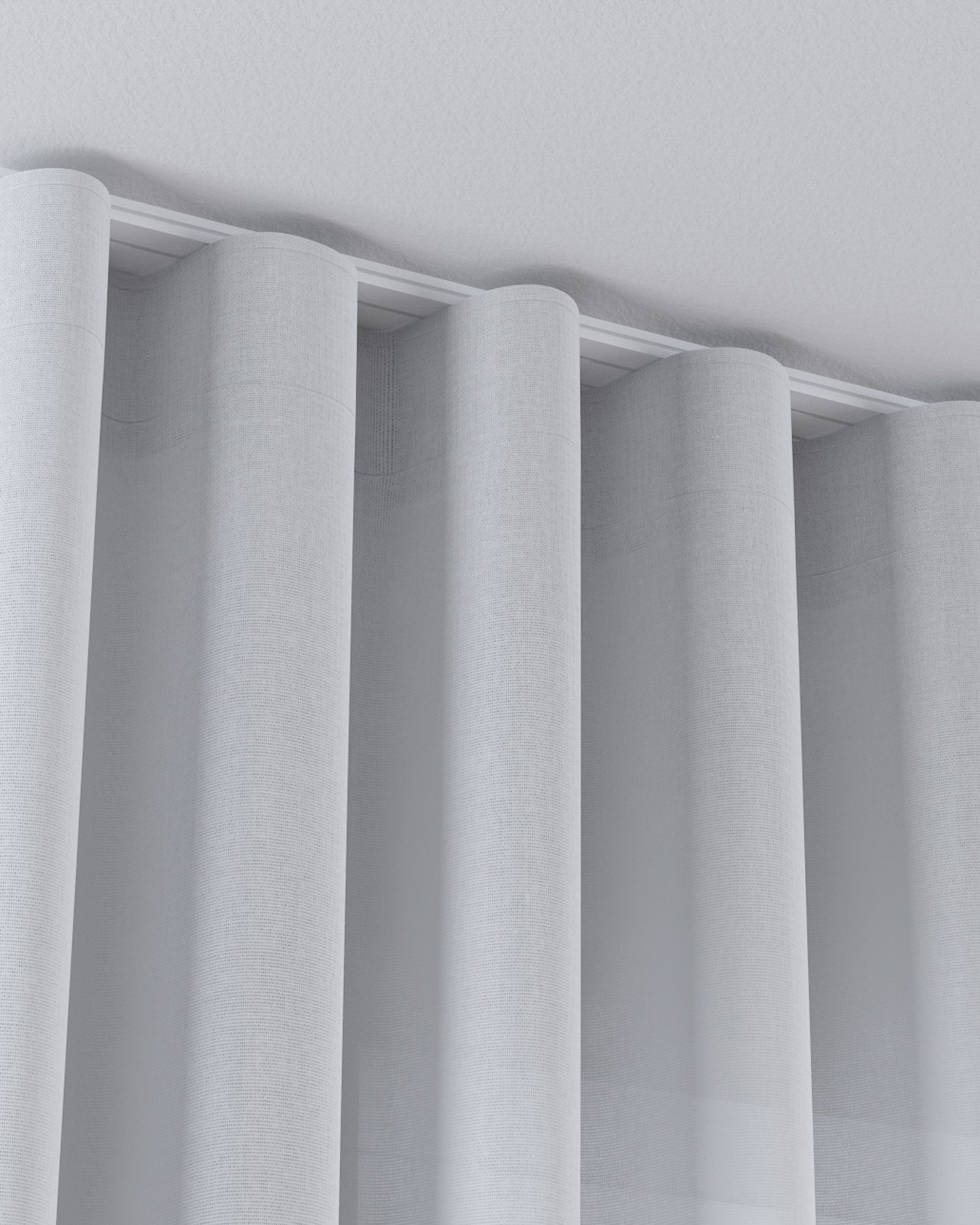 Wave Curtain colour white fabric semi-sheer, structured (hover)