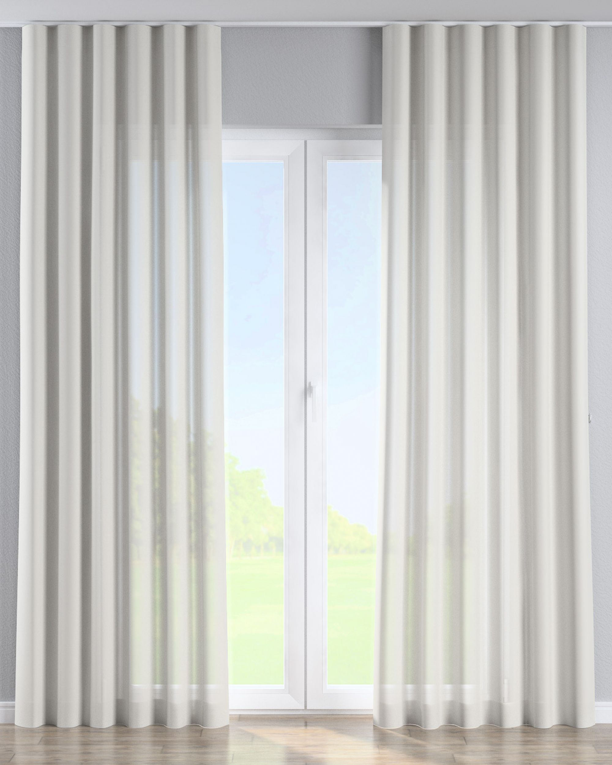 Wave Curtain colour cream fabric semi-sheer, structured