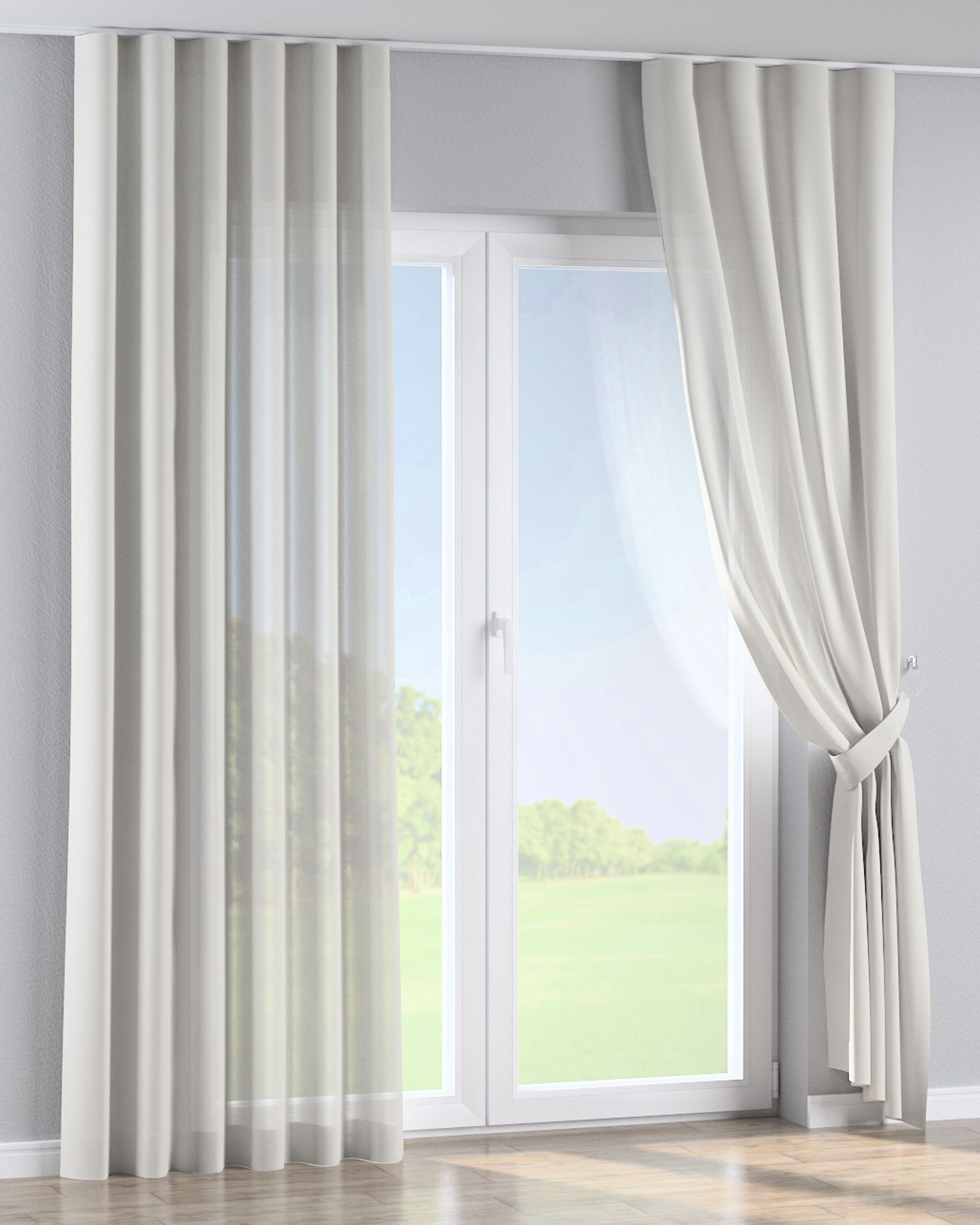 Wave Curtain colour cream fabric semi-sheer, structured (hover)
