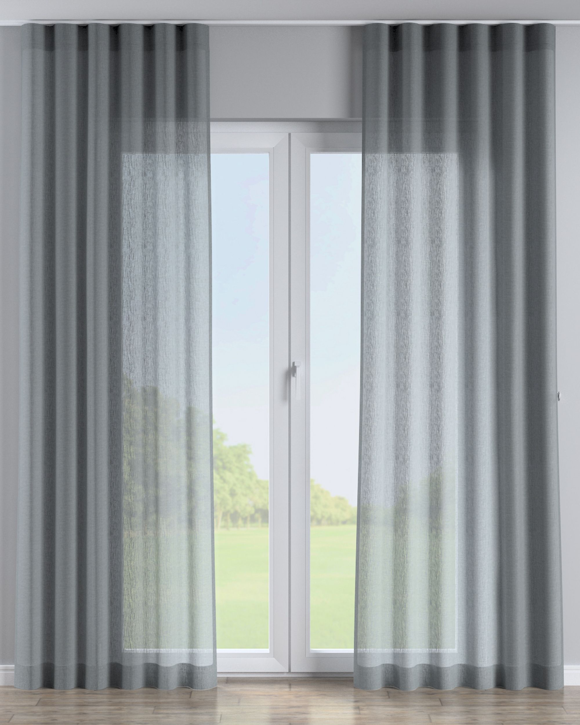Wave Curtain colour green fabric semi-sheer, structured