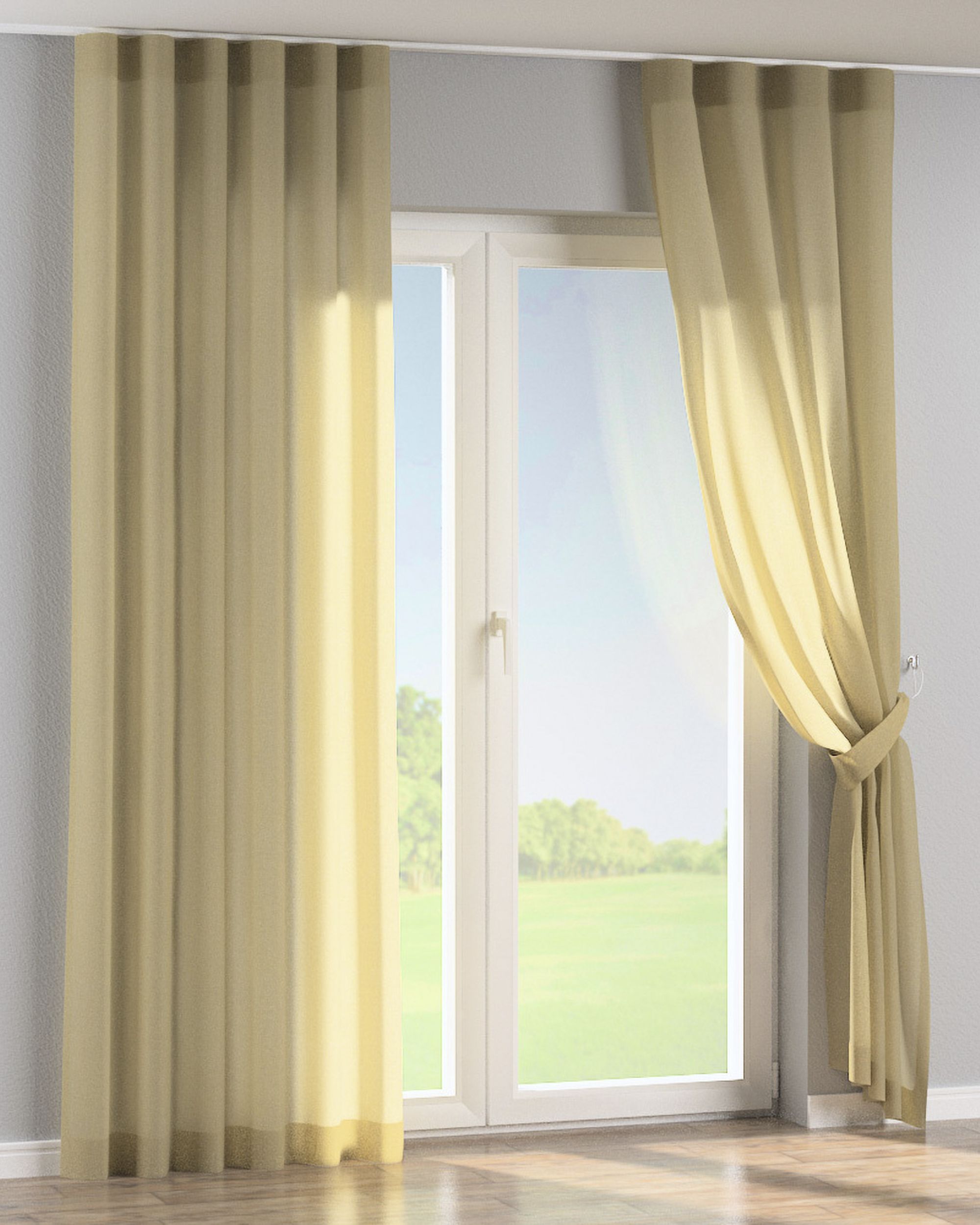 Wave Curtain colour beige fabric semi-sheer, gloss, structured (hover)