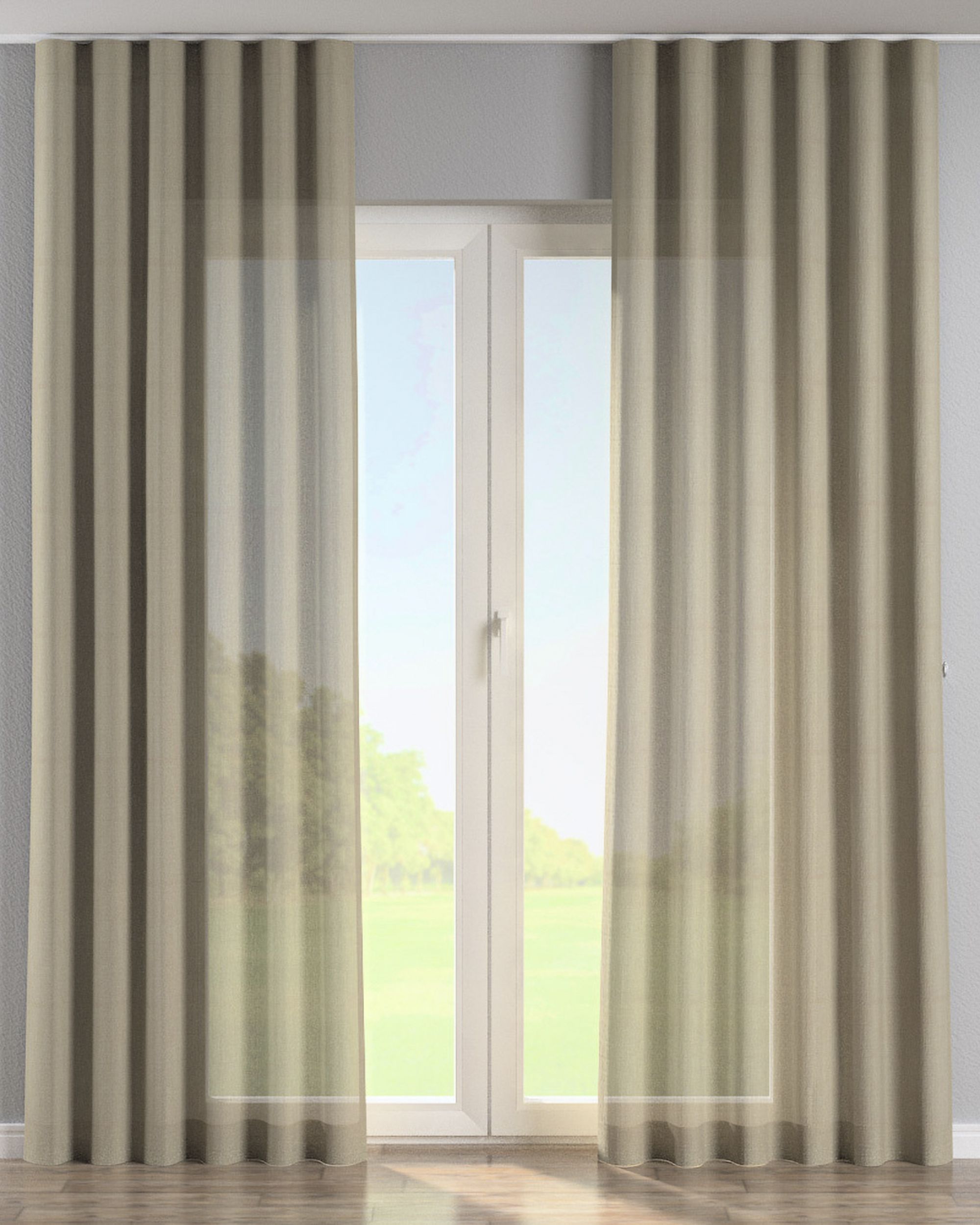 Wave Curtain colour beige fabric semi-sheer, gloss, structured