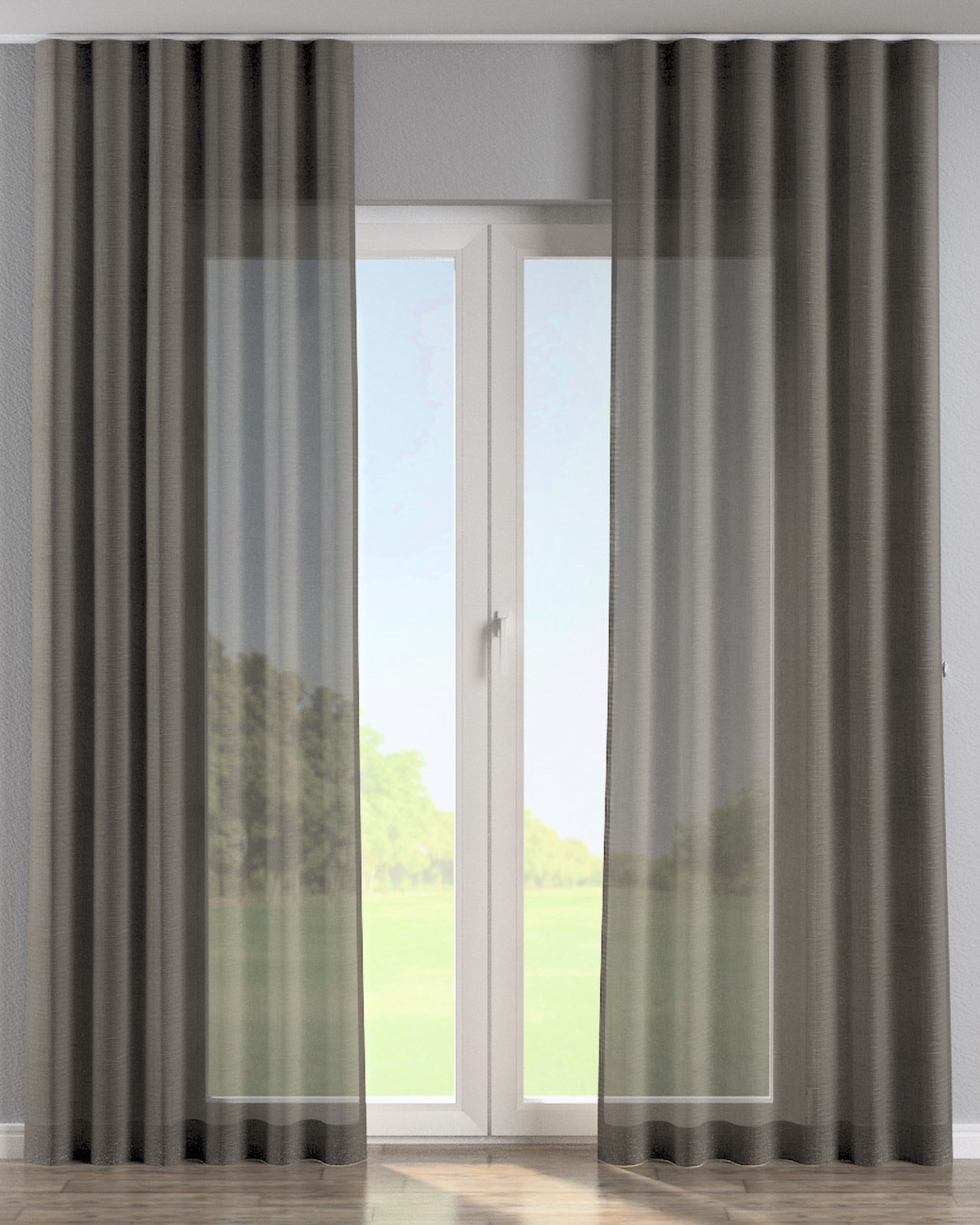 Wave Curtain colour grey fabric semi-sheer, structured