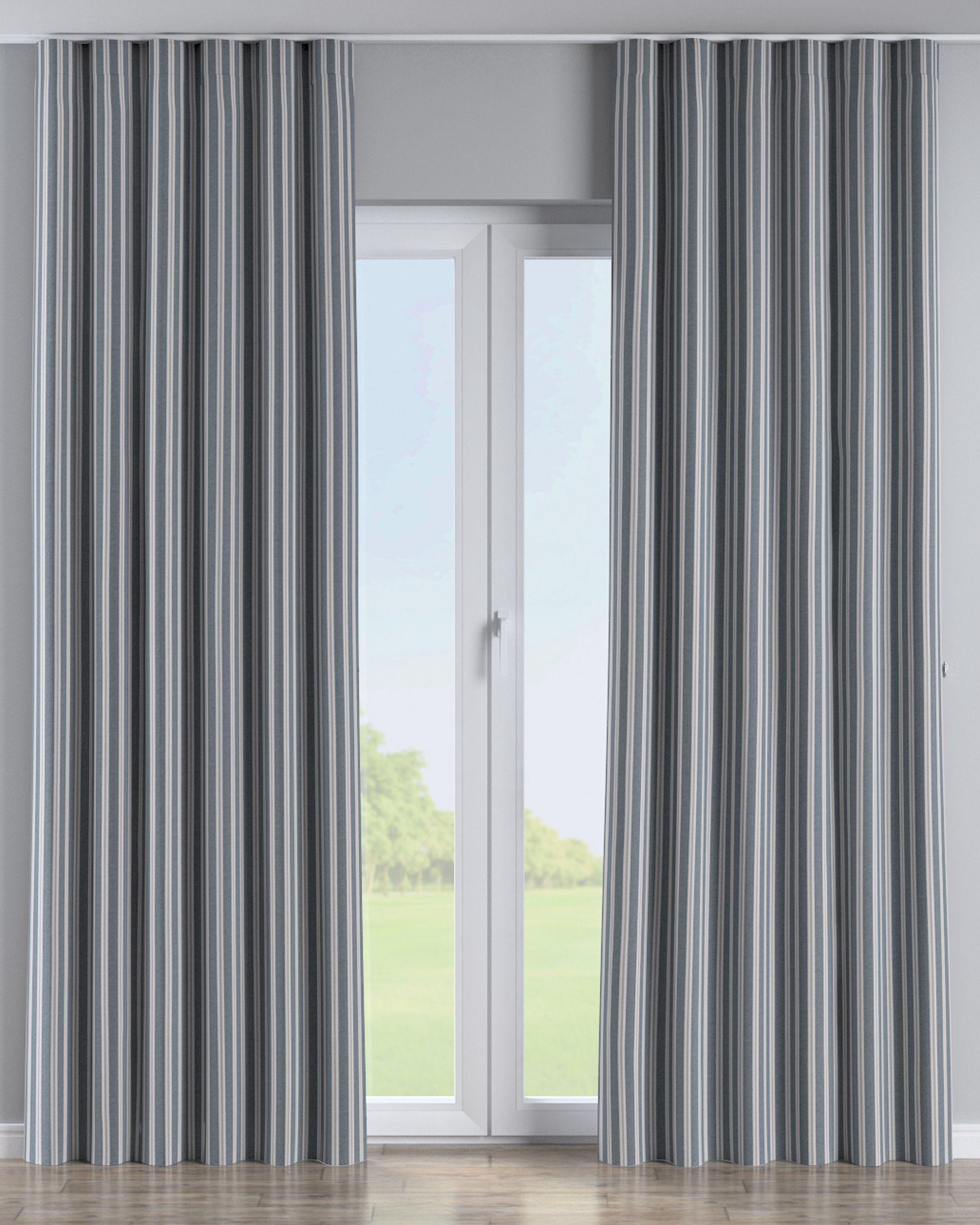 Wave Curtain colour blue fabric structured, patterned