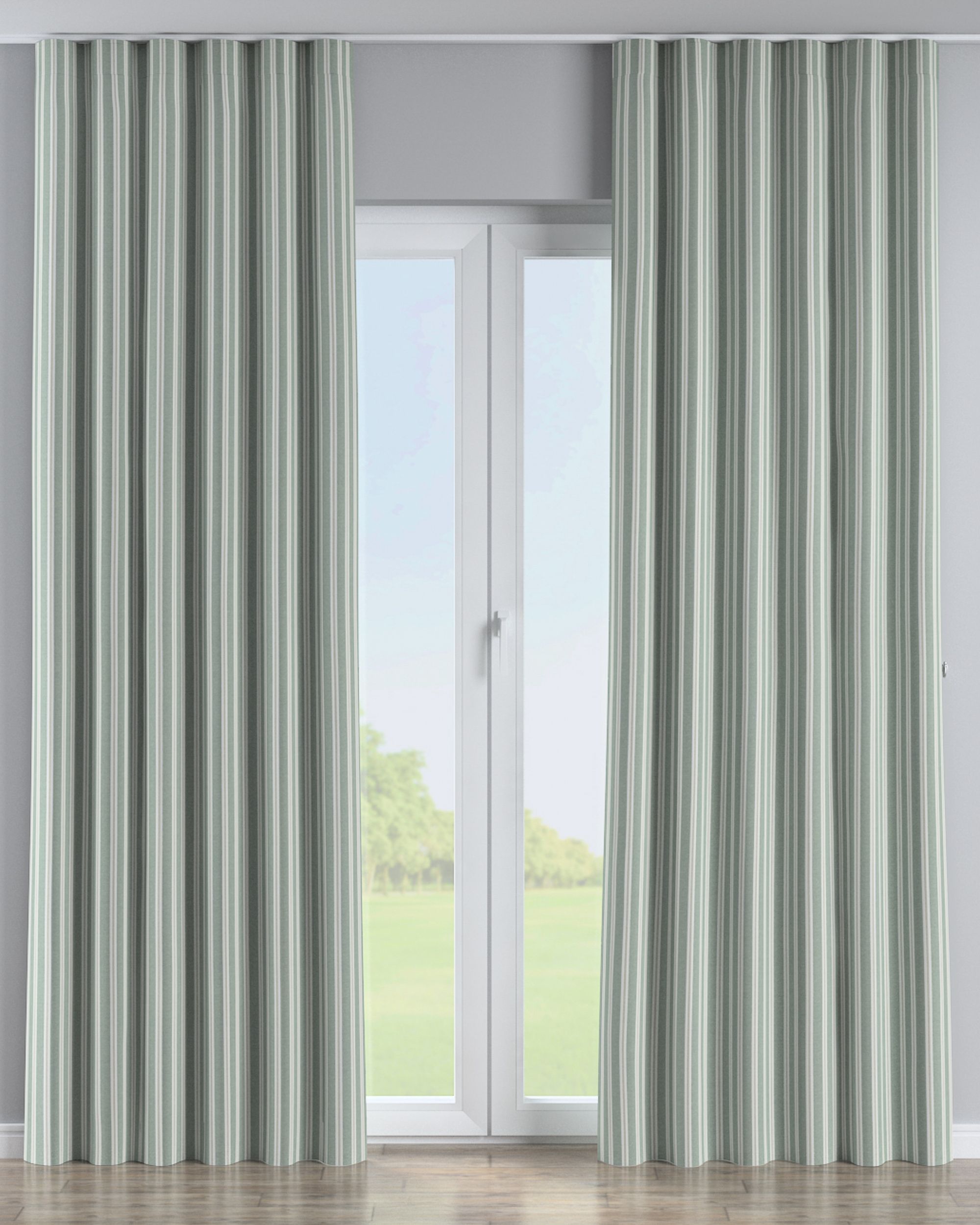 Wave Curtain colour green fabric structured, patterned