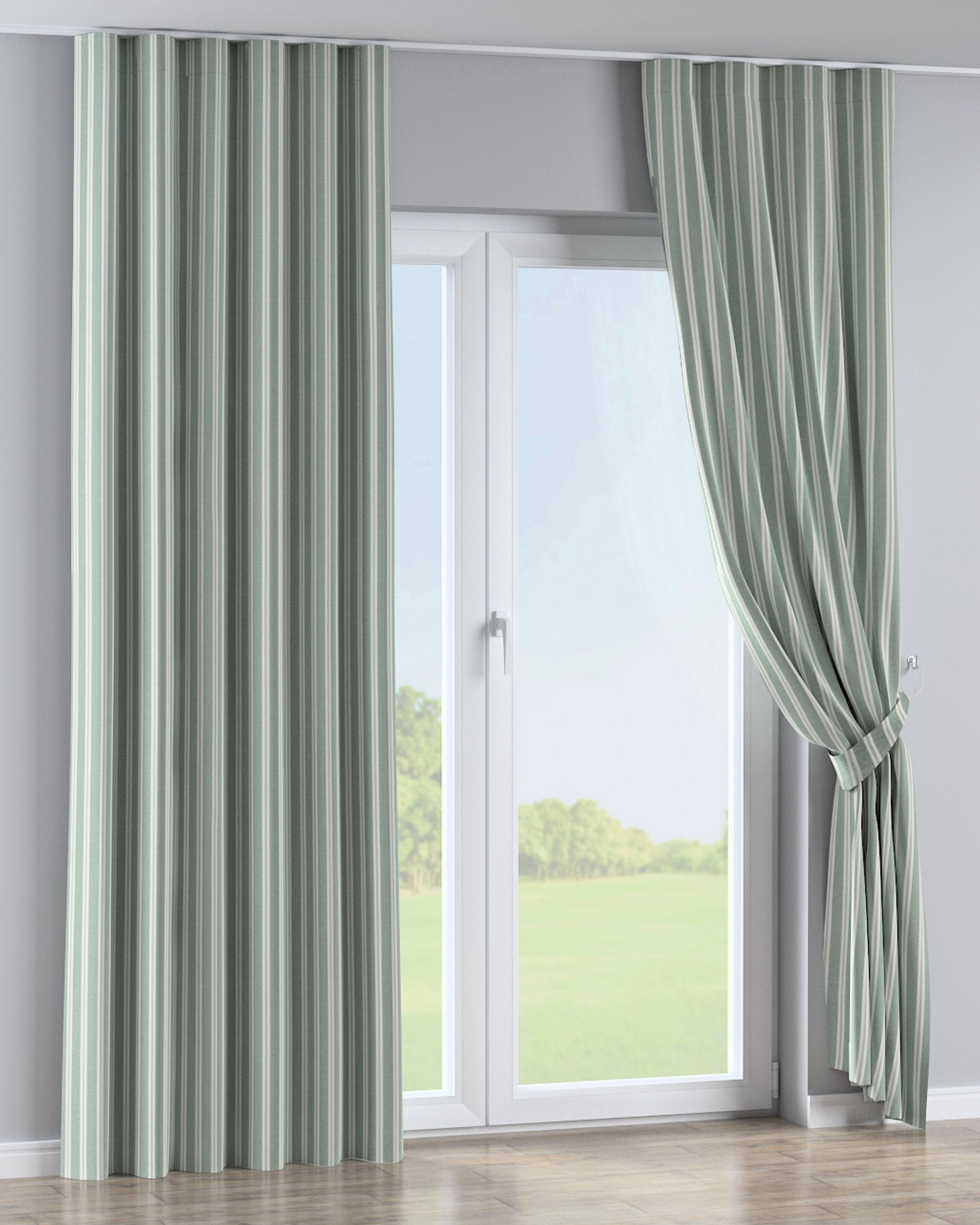 Wave Curtain colour green fabric structured, patterned (hover)