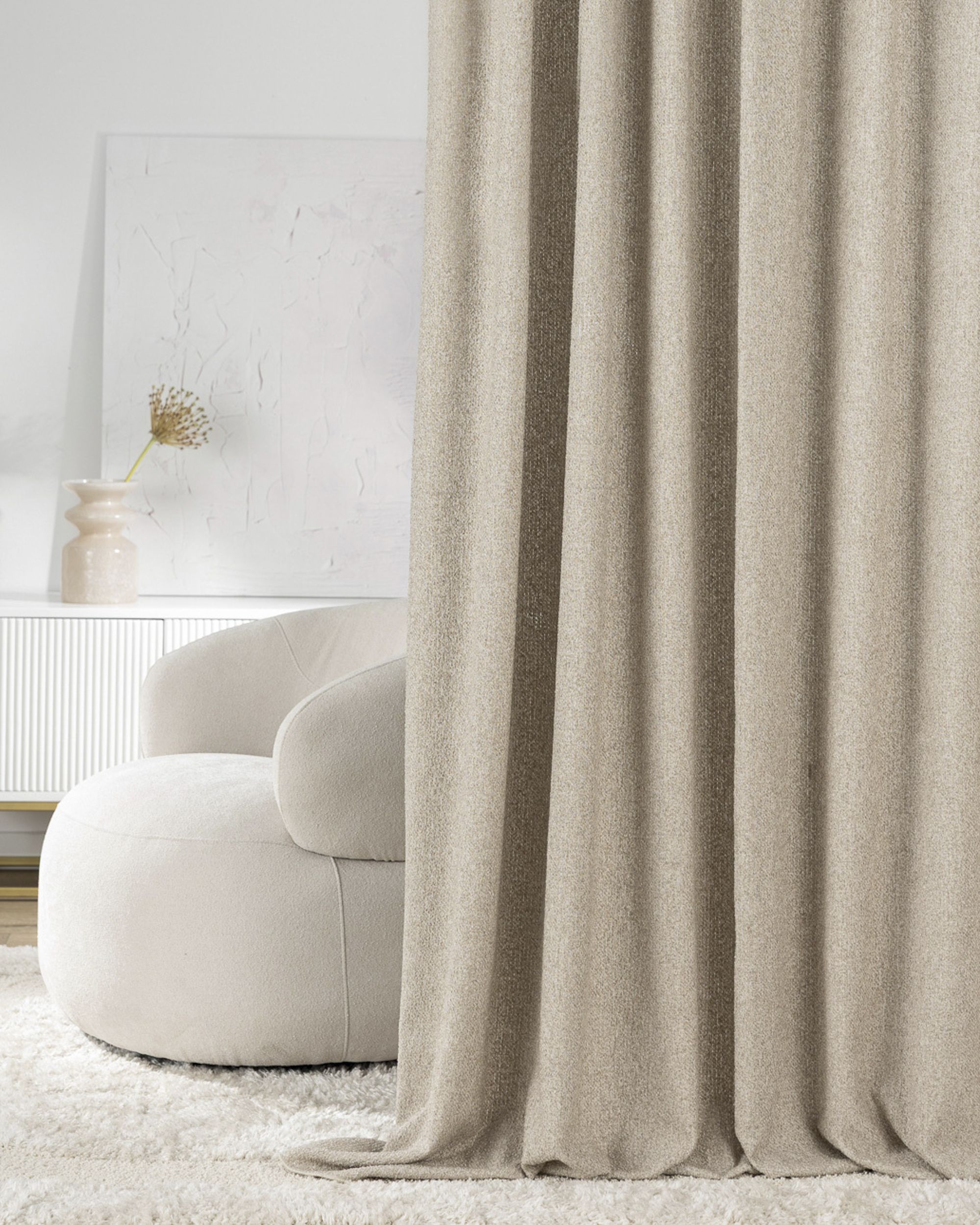 Wave Curtain colour beige fabric structured (hover)