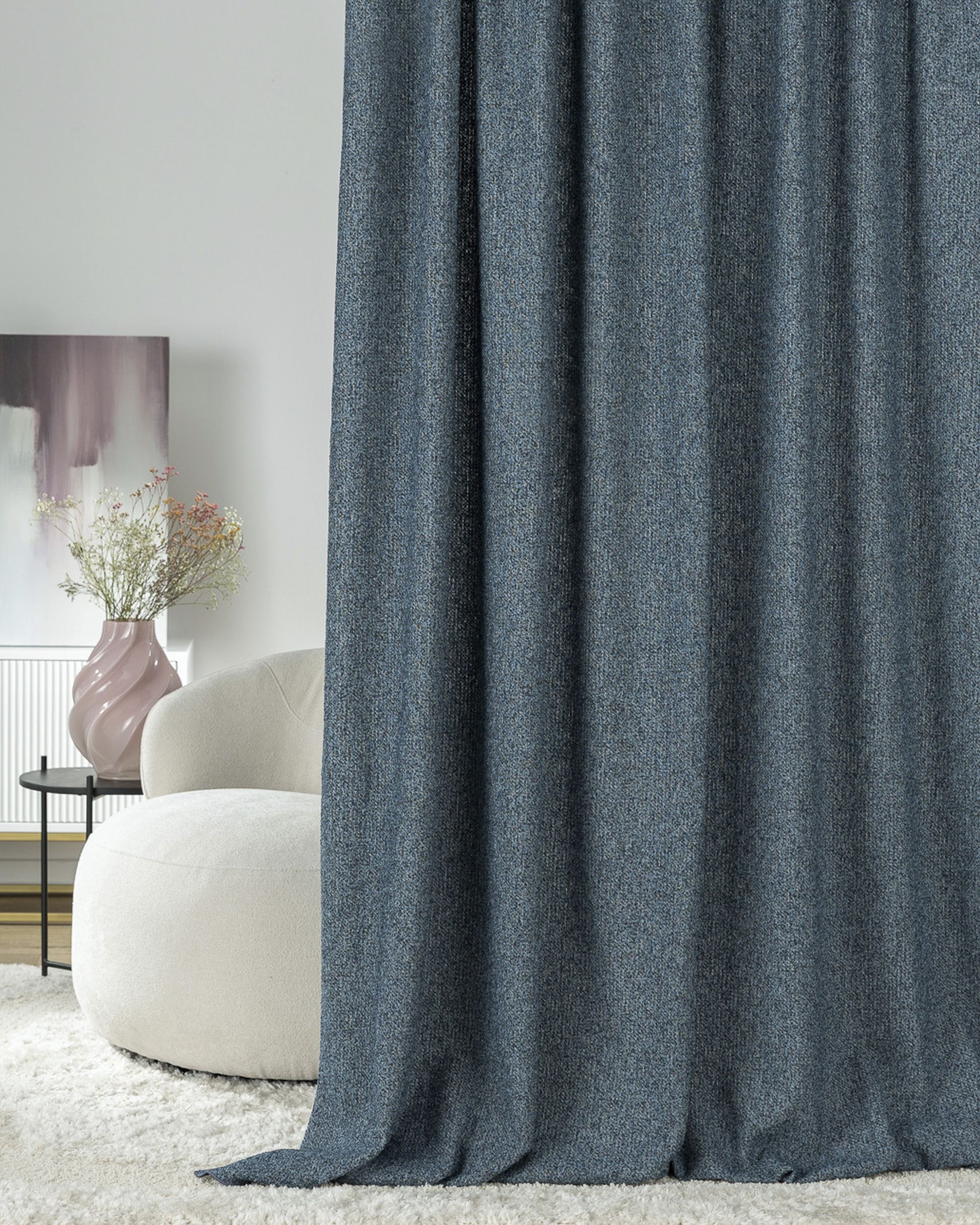 Wave Curtain colour blue fabric structured (hover)