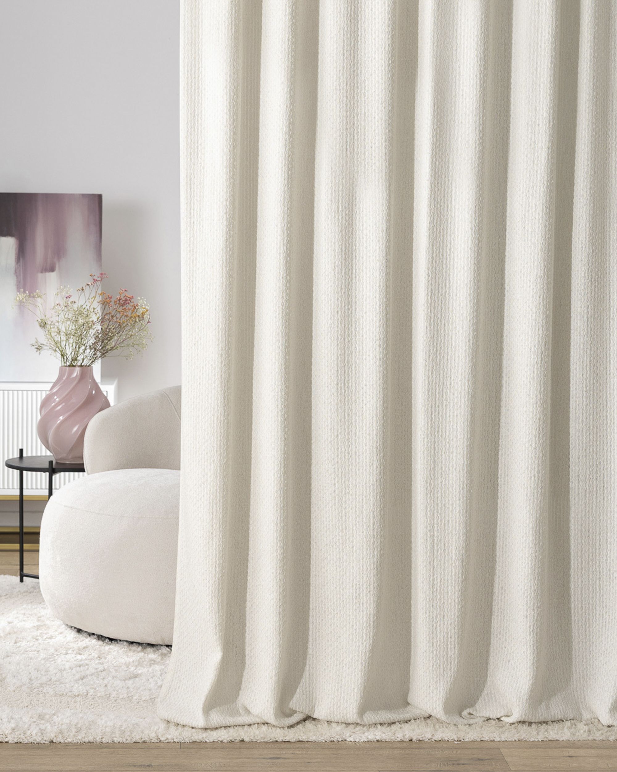 Wave Curtain colour white fabric structured (hover)
