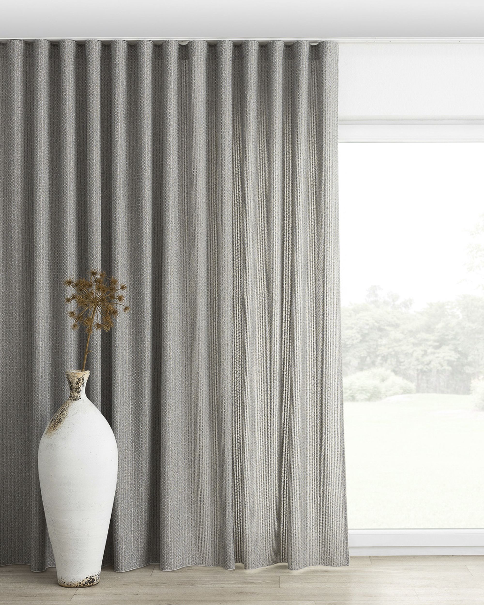 Wave Curtain colour grey fabric structured
