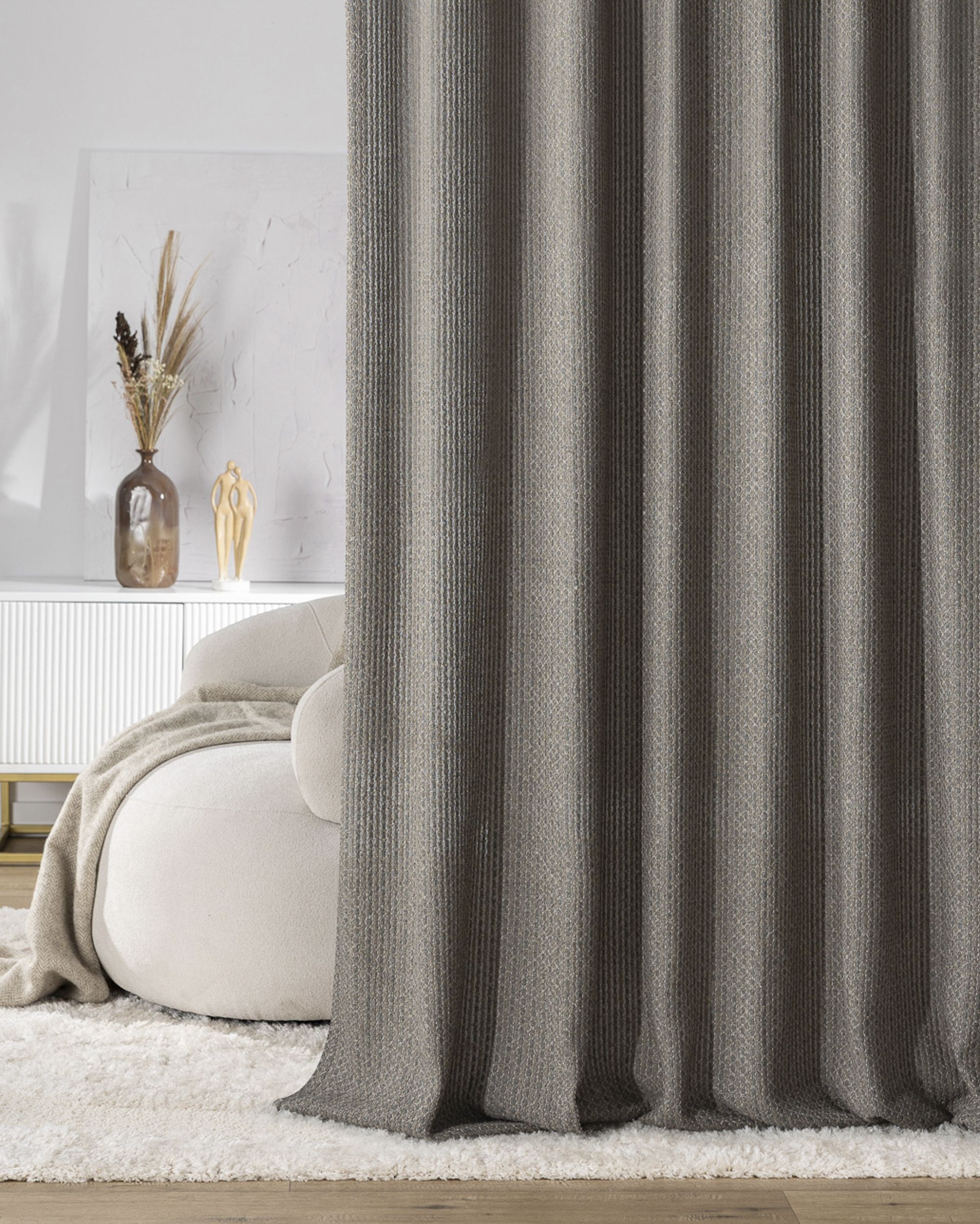 Wave Curtain colour grey fabric structured (hover)
