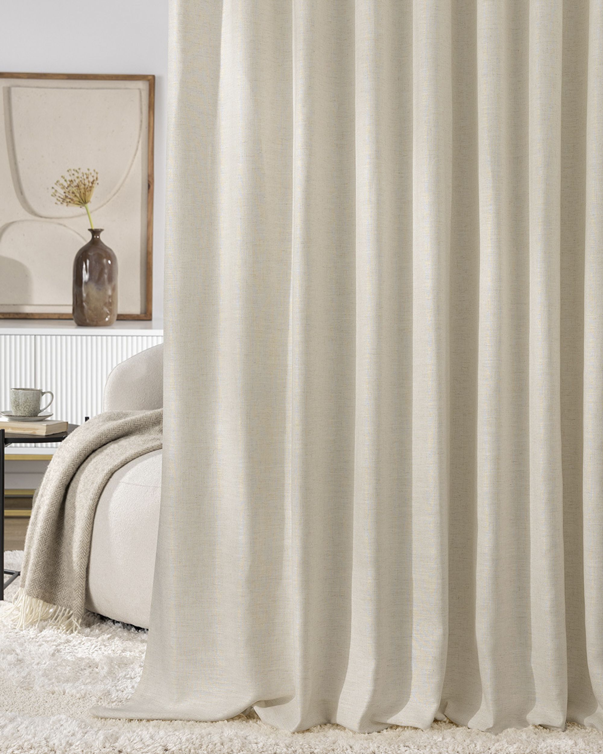 Wave Curtain colour cream fabric structured (hover)