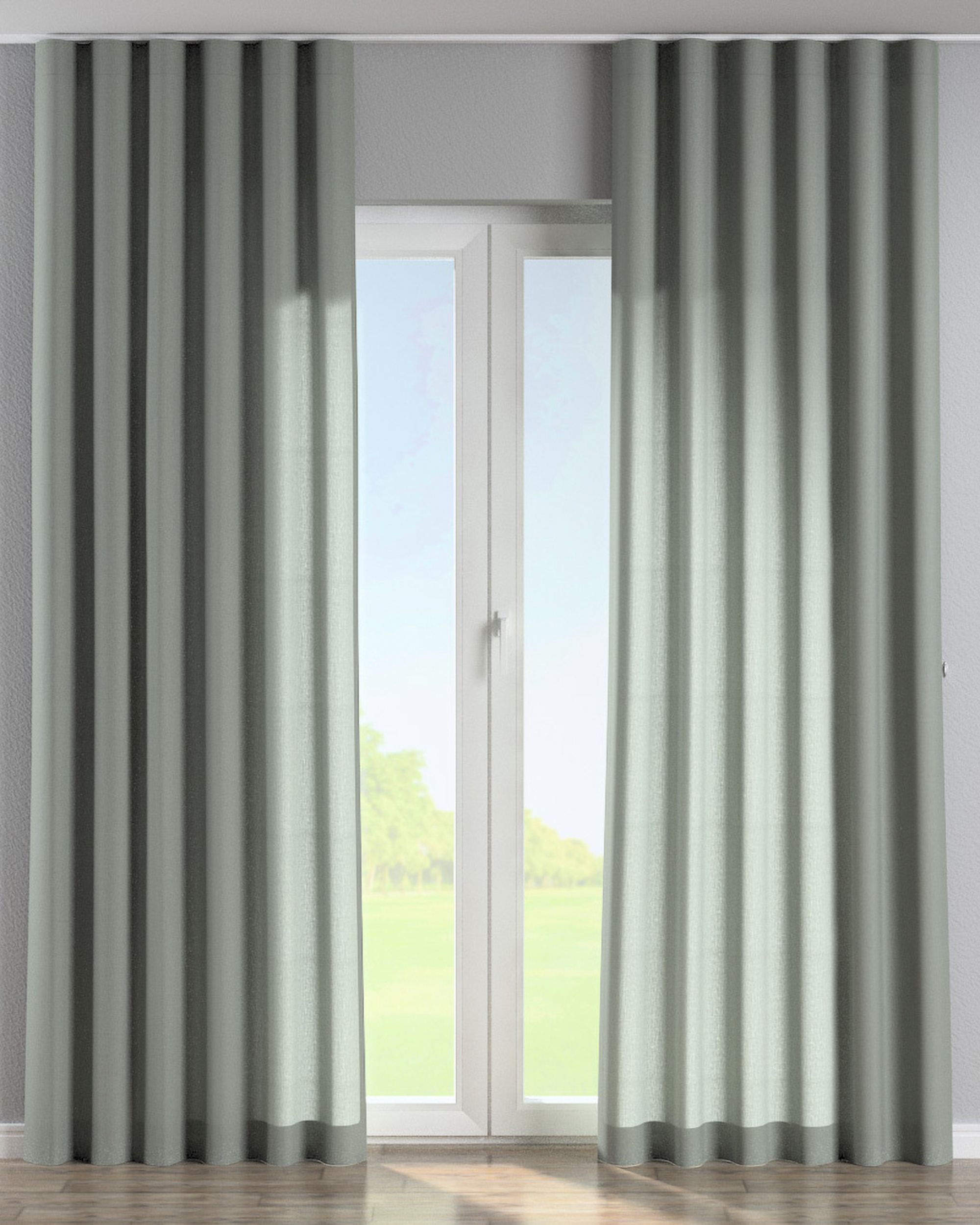 Wave Curtain colour grey fabric semi-sheer, structured