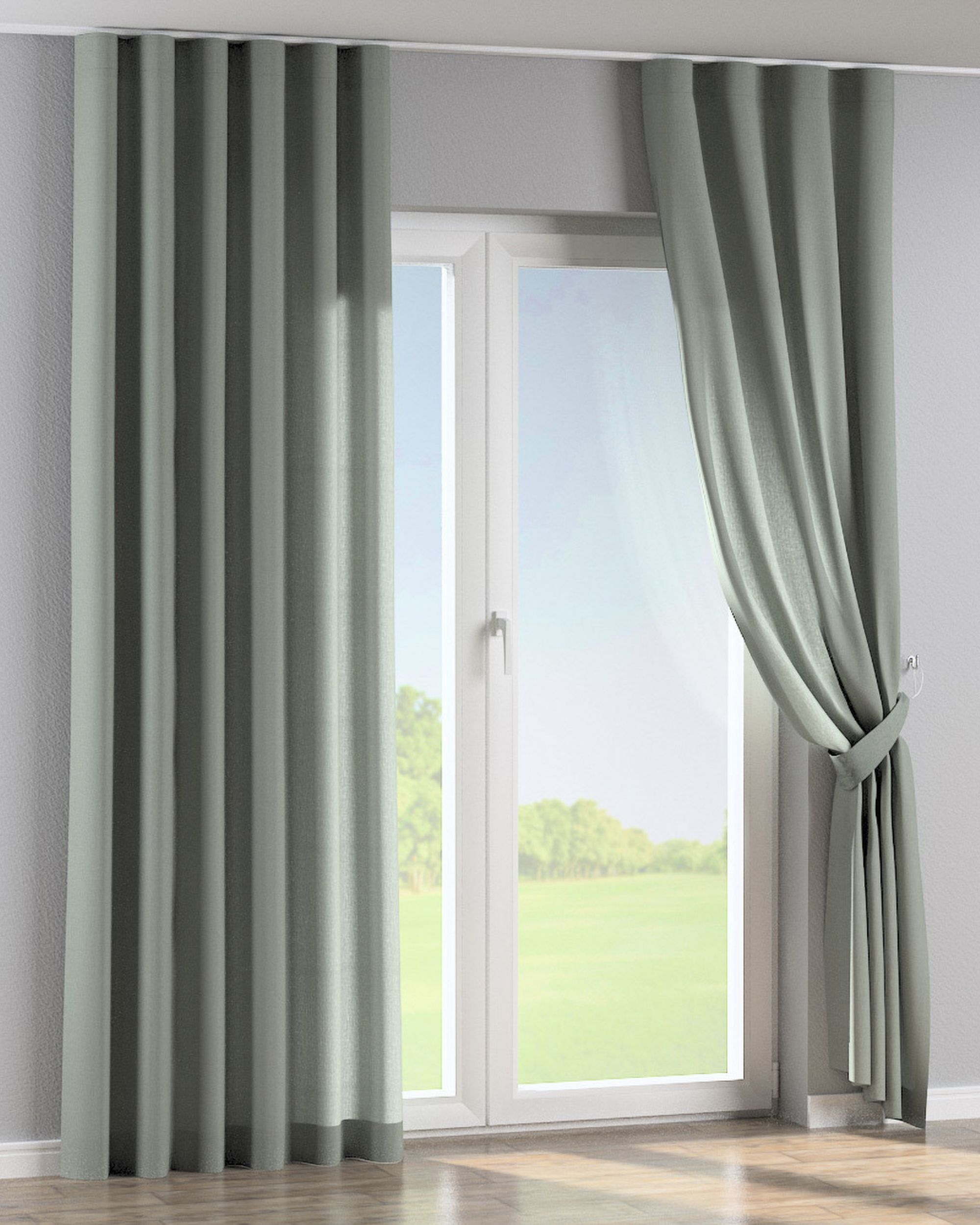 Wave Curtain colour grey fabric semi-sheer, structured (hover)